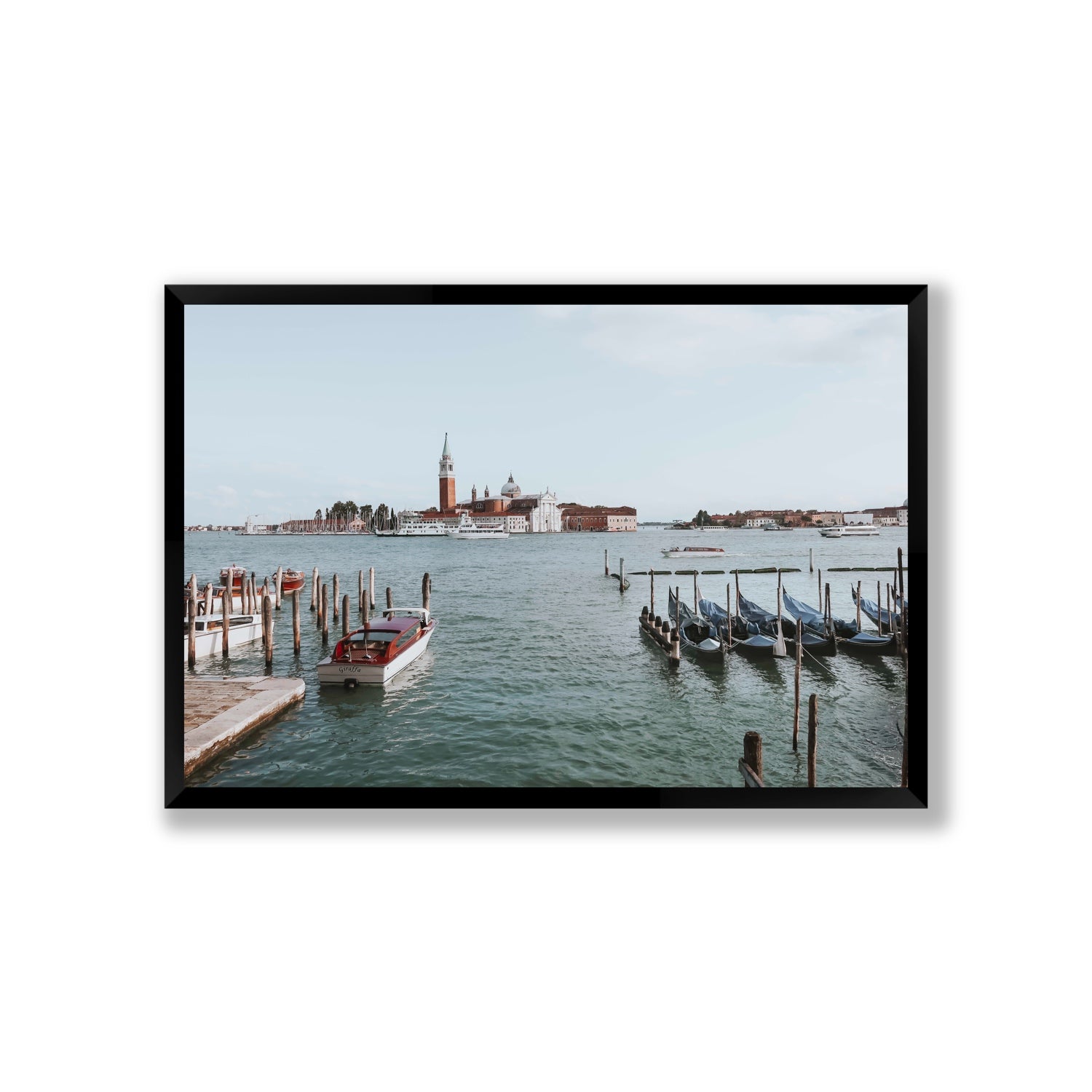 Venetian Waterscape Venice Italian art print Giant full-bleed fine art print in black frame