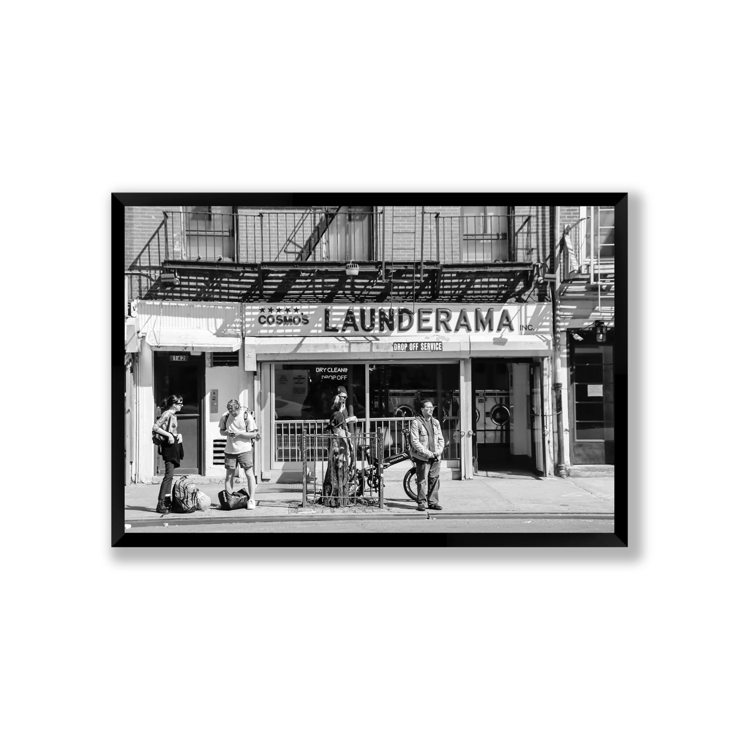 Launderama New York NYC Black & White wall art Giant full-bleed fine art print in black frame