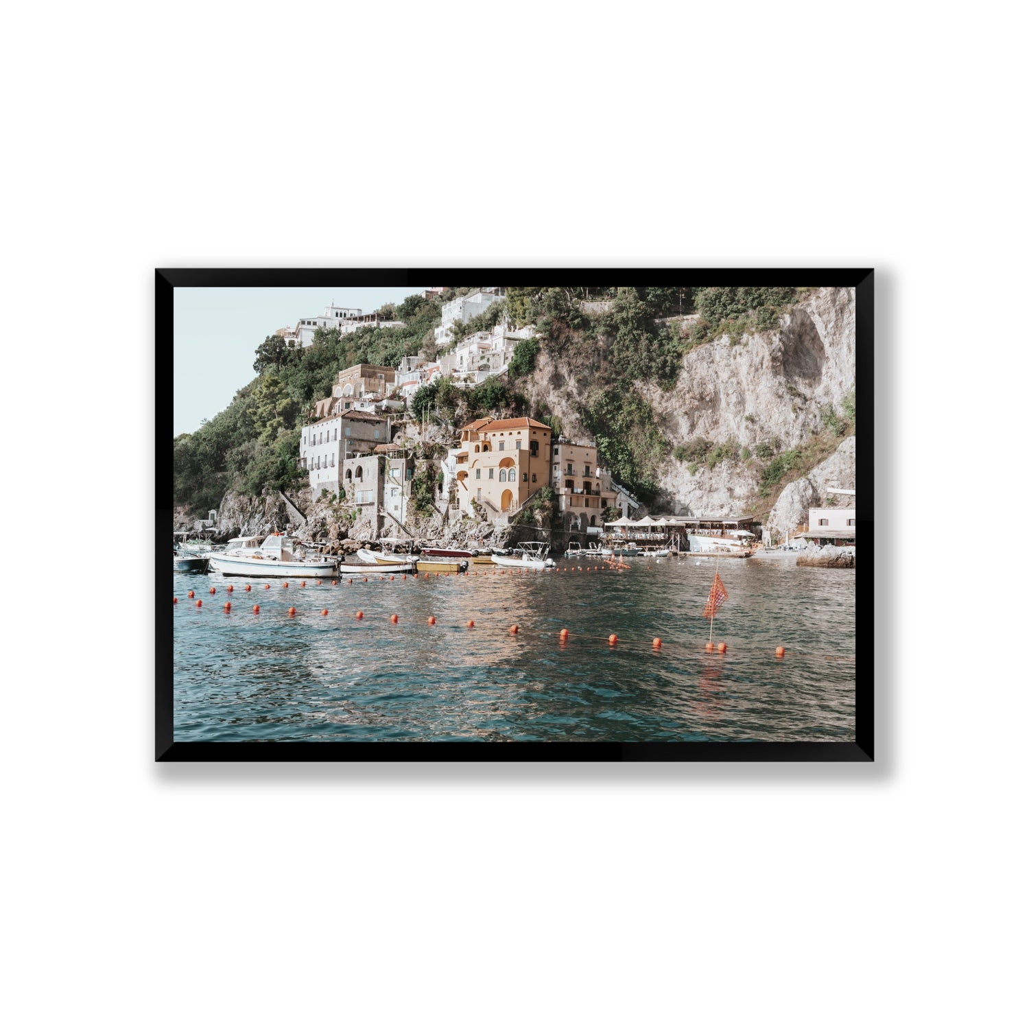 Amalfi Villas fine art print, Amalfi, Italy, coastal scenes artwork, Giant, Black Frame · Full Bleed, Fine Art Print