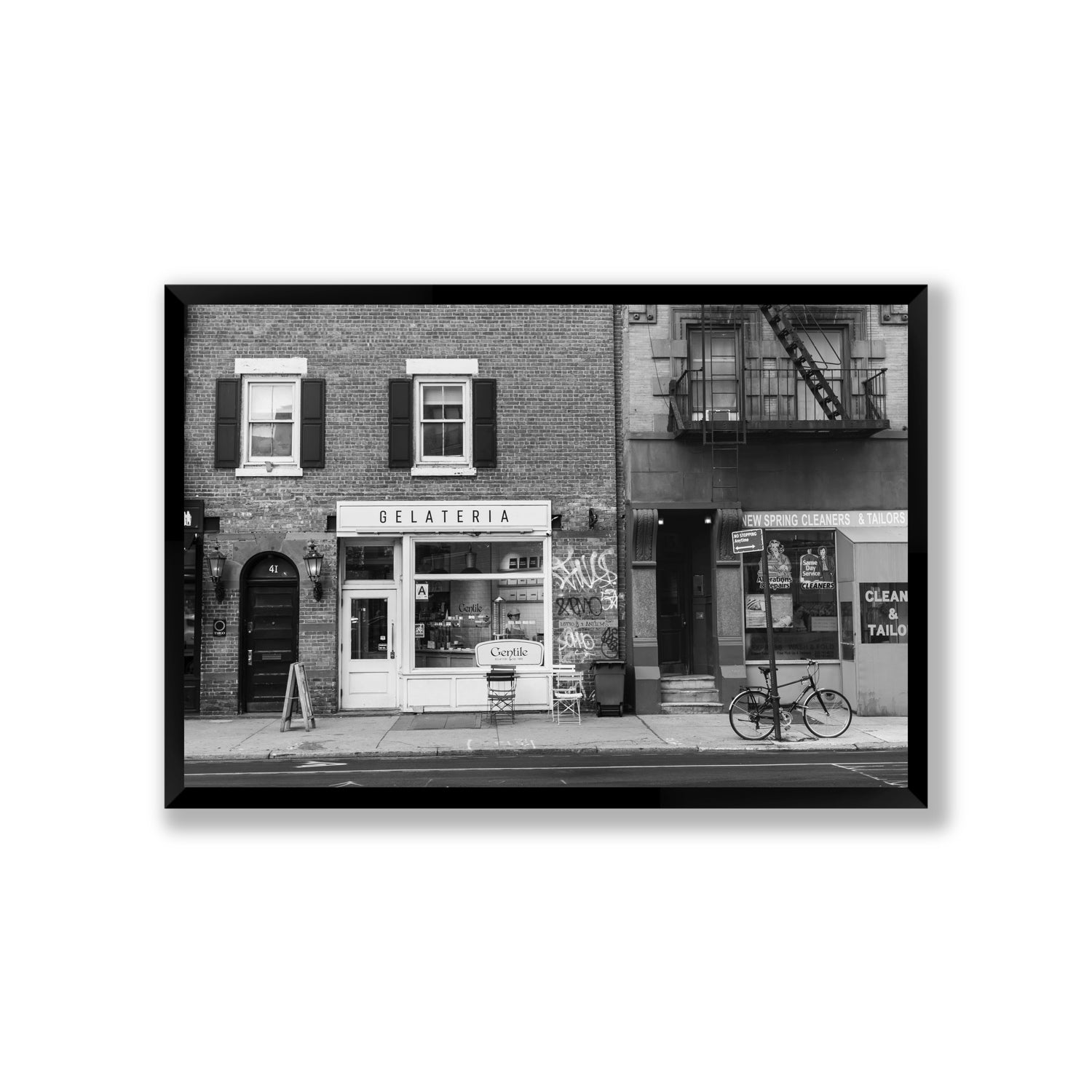 West Village Dolcezza New York NYC Black & White wall art Giant full-bleed fine art print in black frame