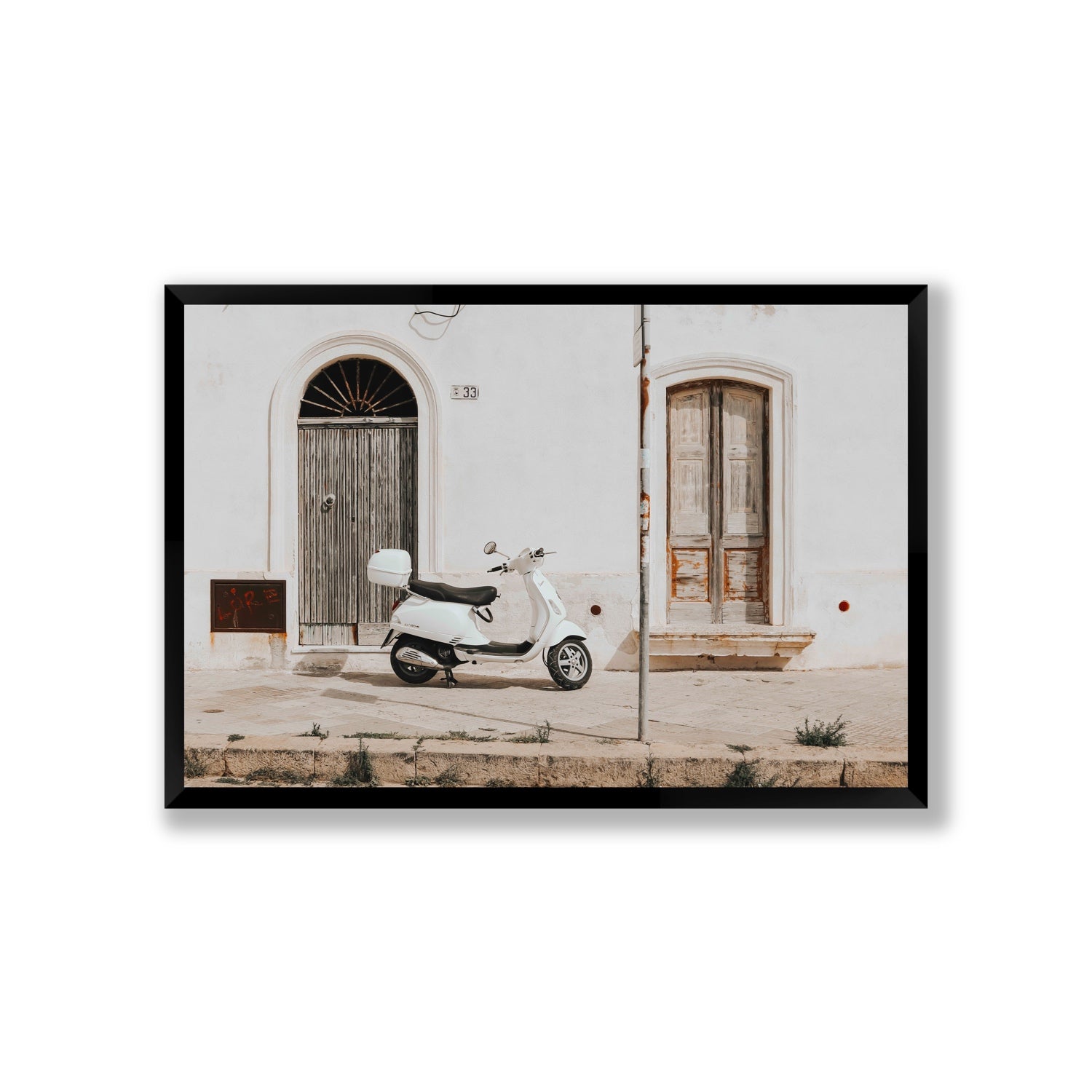 Vespa Nostalgia Puglia Italian wall art Giant full-bleed fine art print in black frame