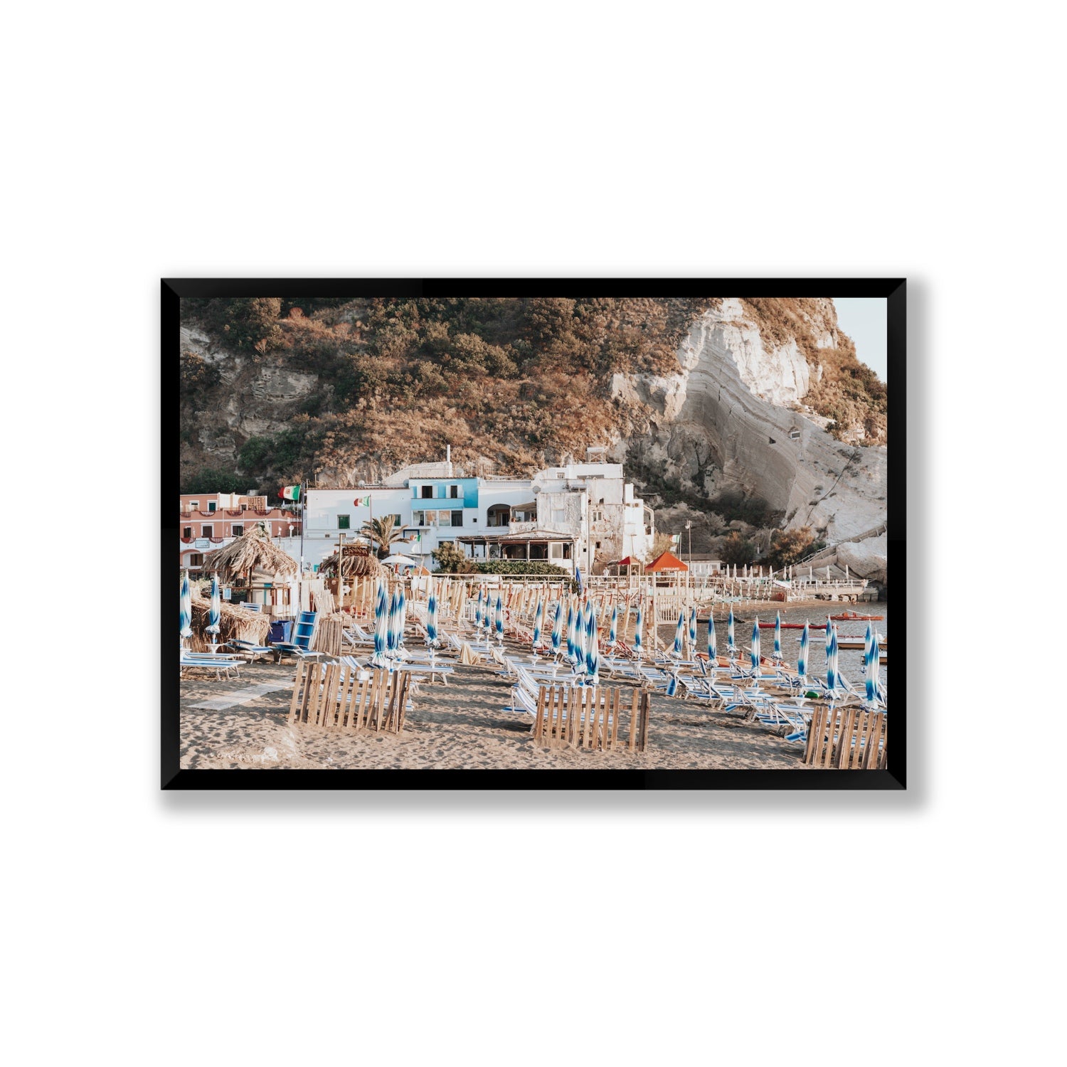 Sant' Angelo Ischia Italian coastal wall art Giant full-bleed fine art print in black frame