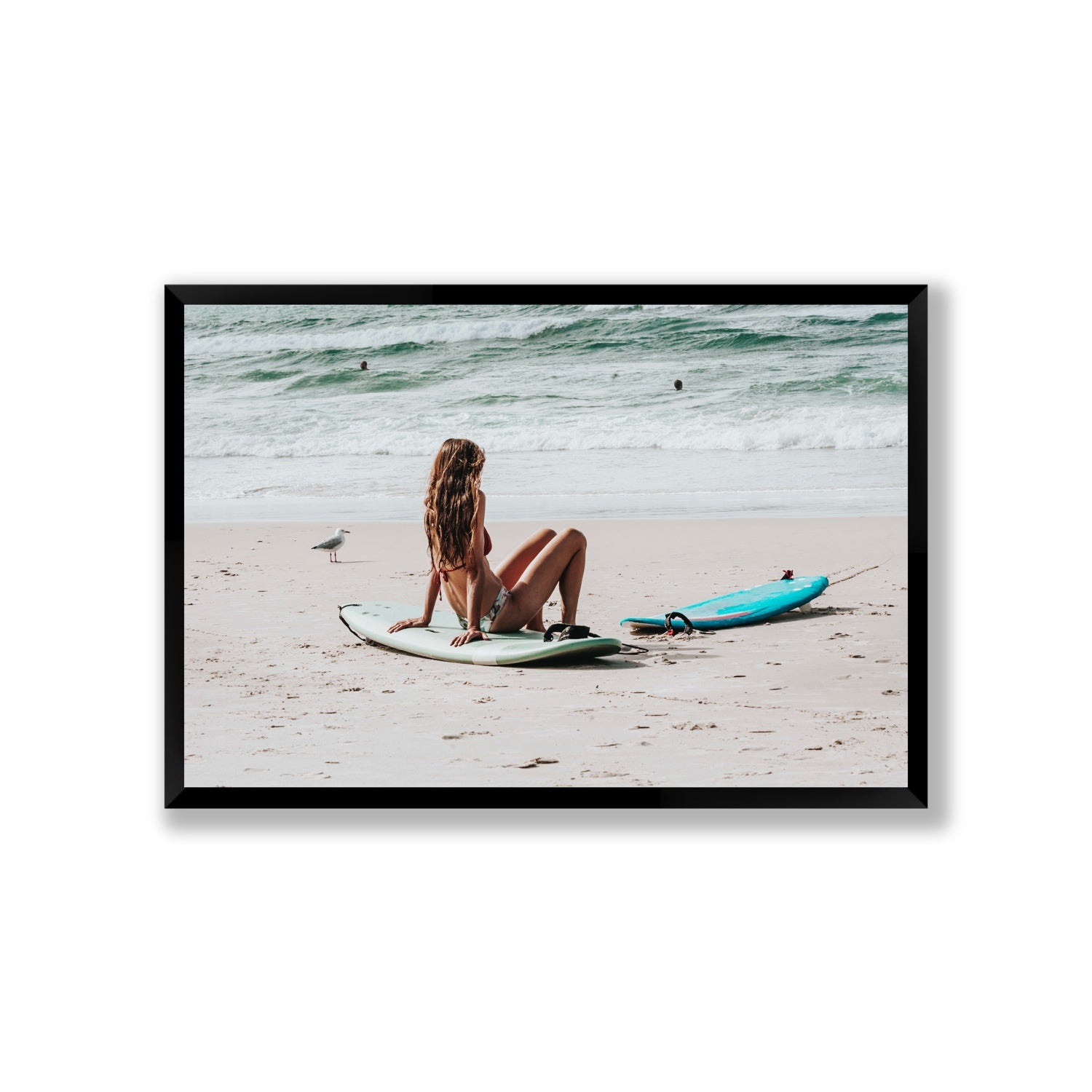Ciao Bella Byron Bay Surf coastal wall art Giant full-bleed fine art print in black frame