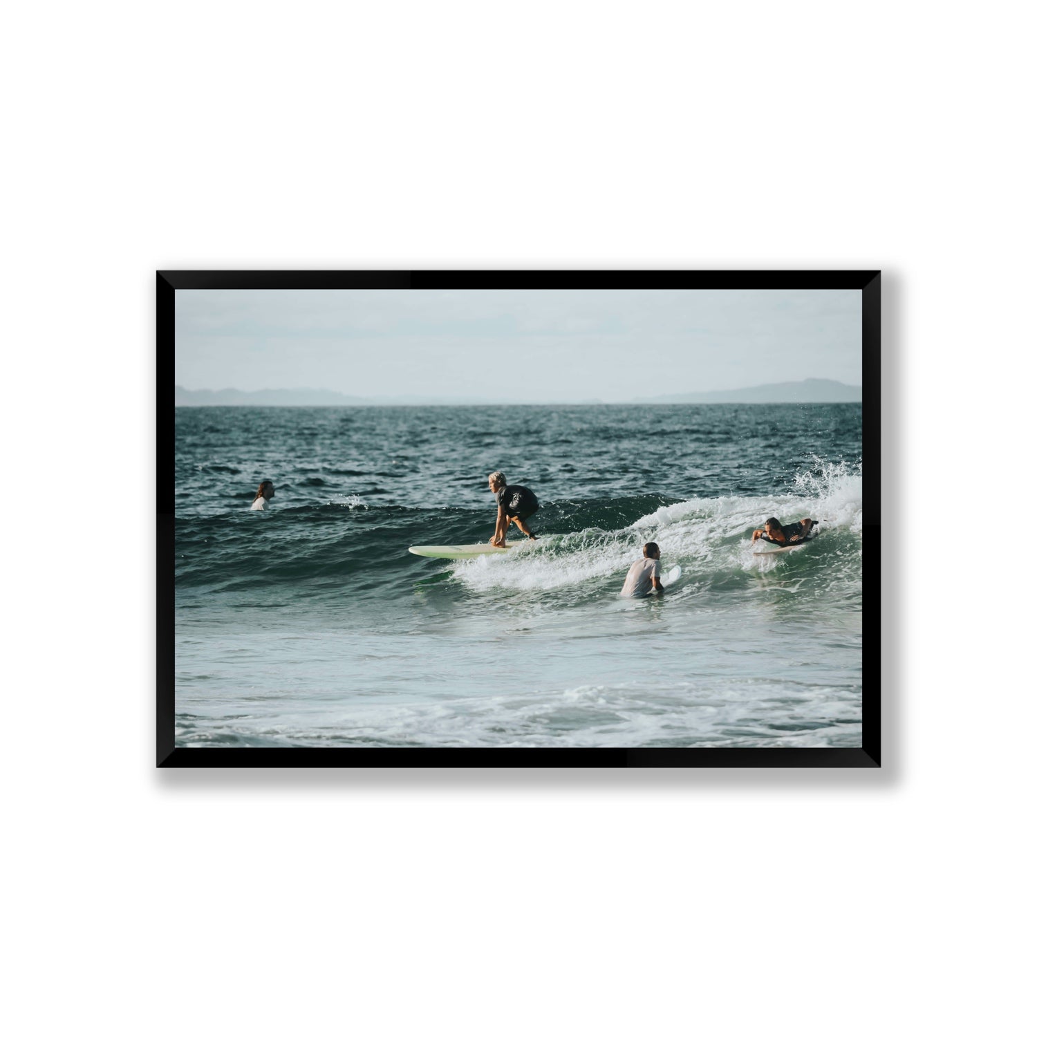 The Boys of Summer Byron Bay Surf coastal wall art Giant full-bleed fine art print in black frame
