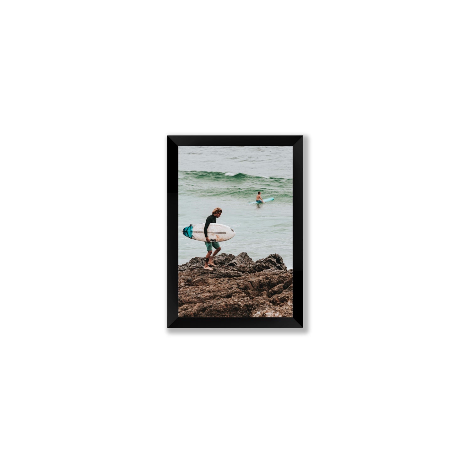 Not All Who Wander Are Lost Byron Bay Surf wall art Small full-bleed fine art print in black frame