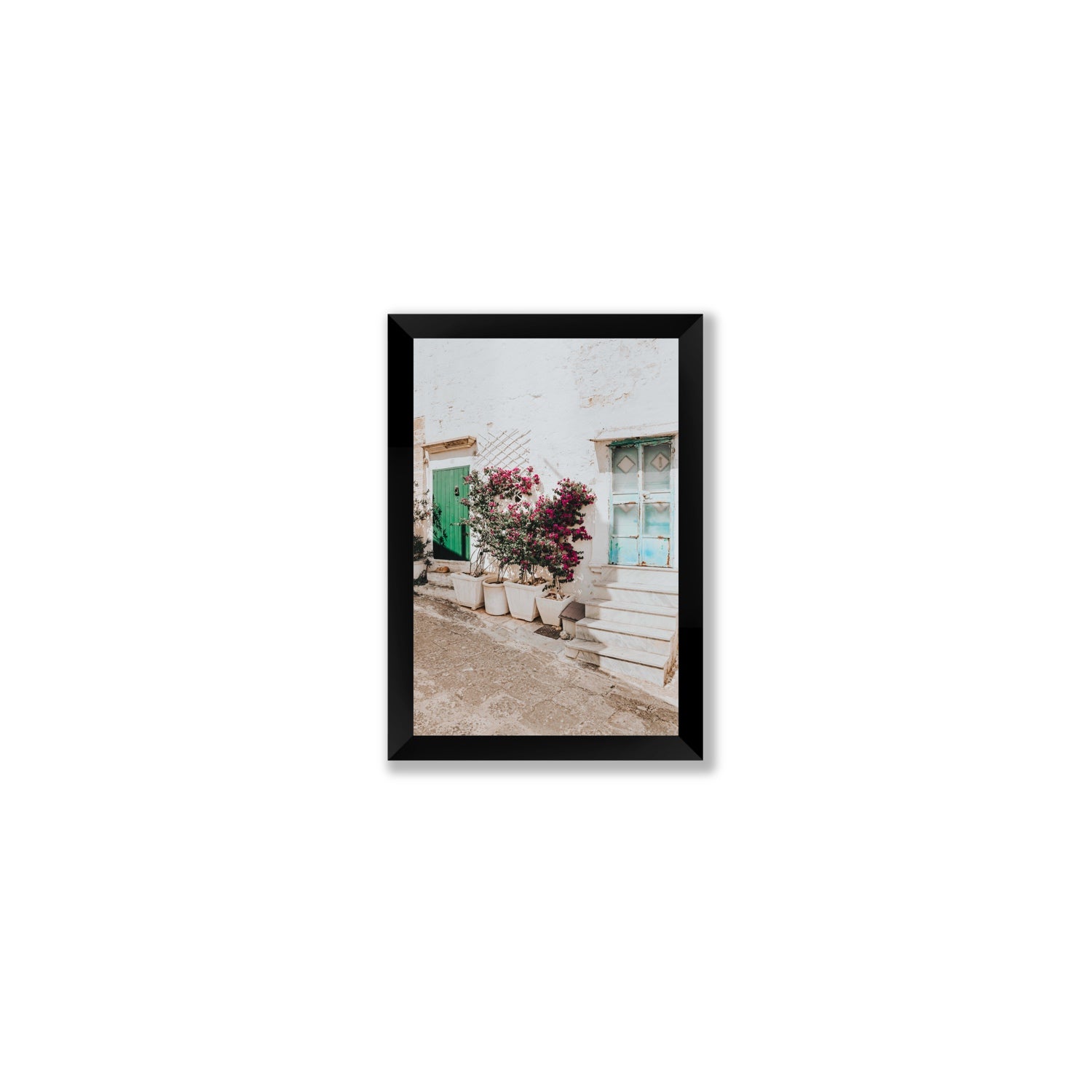 Floral Canvas Puglia Ostuni wall art Small fine art canvas in black frame view 2