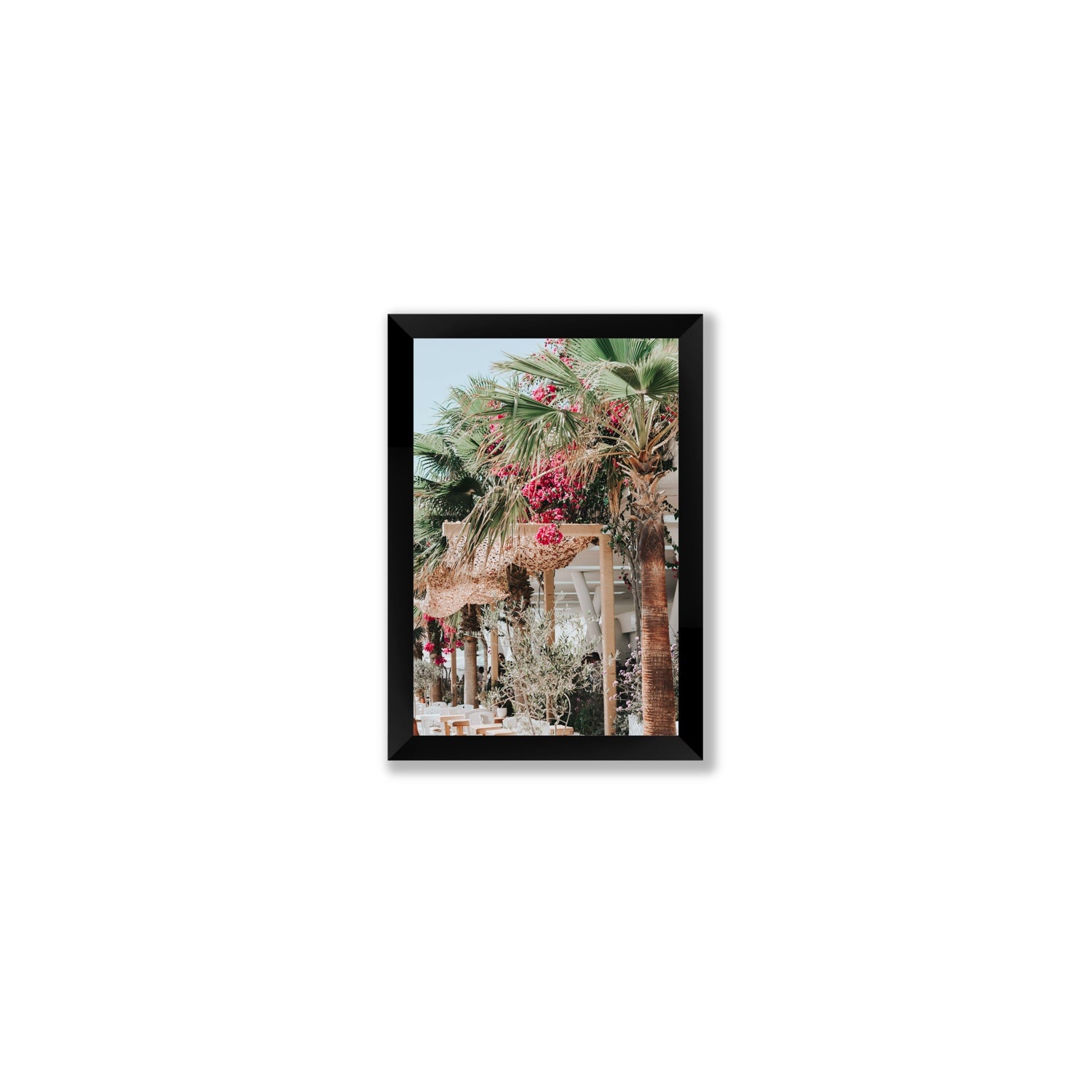 Palm Trees Mykonos Greek island wall art Small full-bleed fine art print in black frame