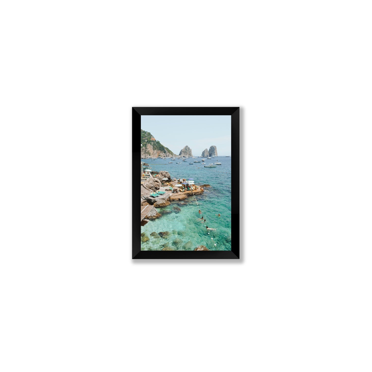 Summertime Blues Capri Mediterranean wall art Small full-bleed fine art print in black frame