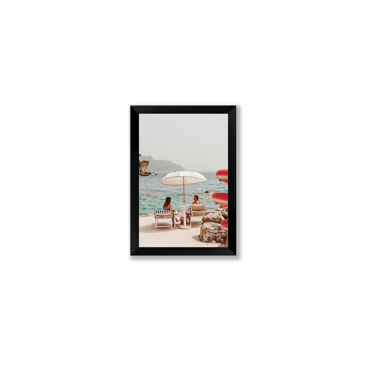 Salty Banter Amalfi Mediterranean wall art Small full-bleed fine art print in black frame
