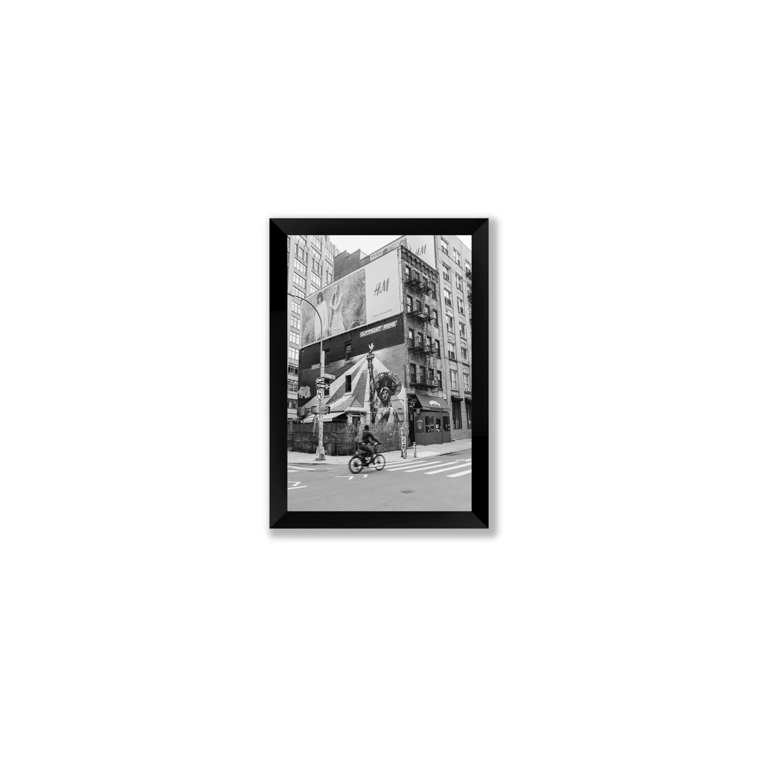 Shadows Of Liberty New York NYC Black & White wall art Small full-bleed fine art print in black frame