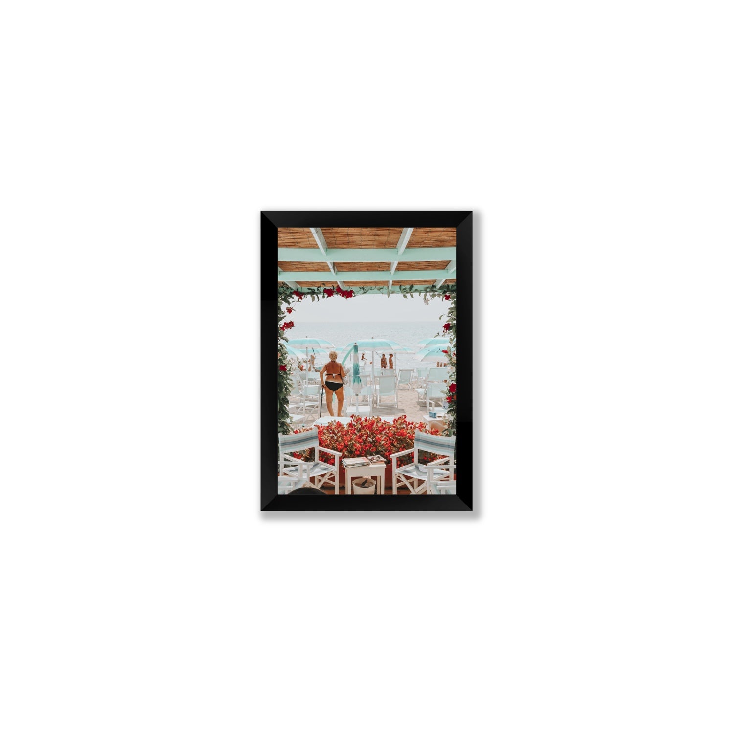 Nonna's Italian Escape Alassio Italian wall art Small full-bleed fine art print in black frame