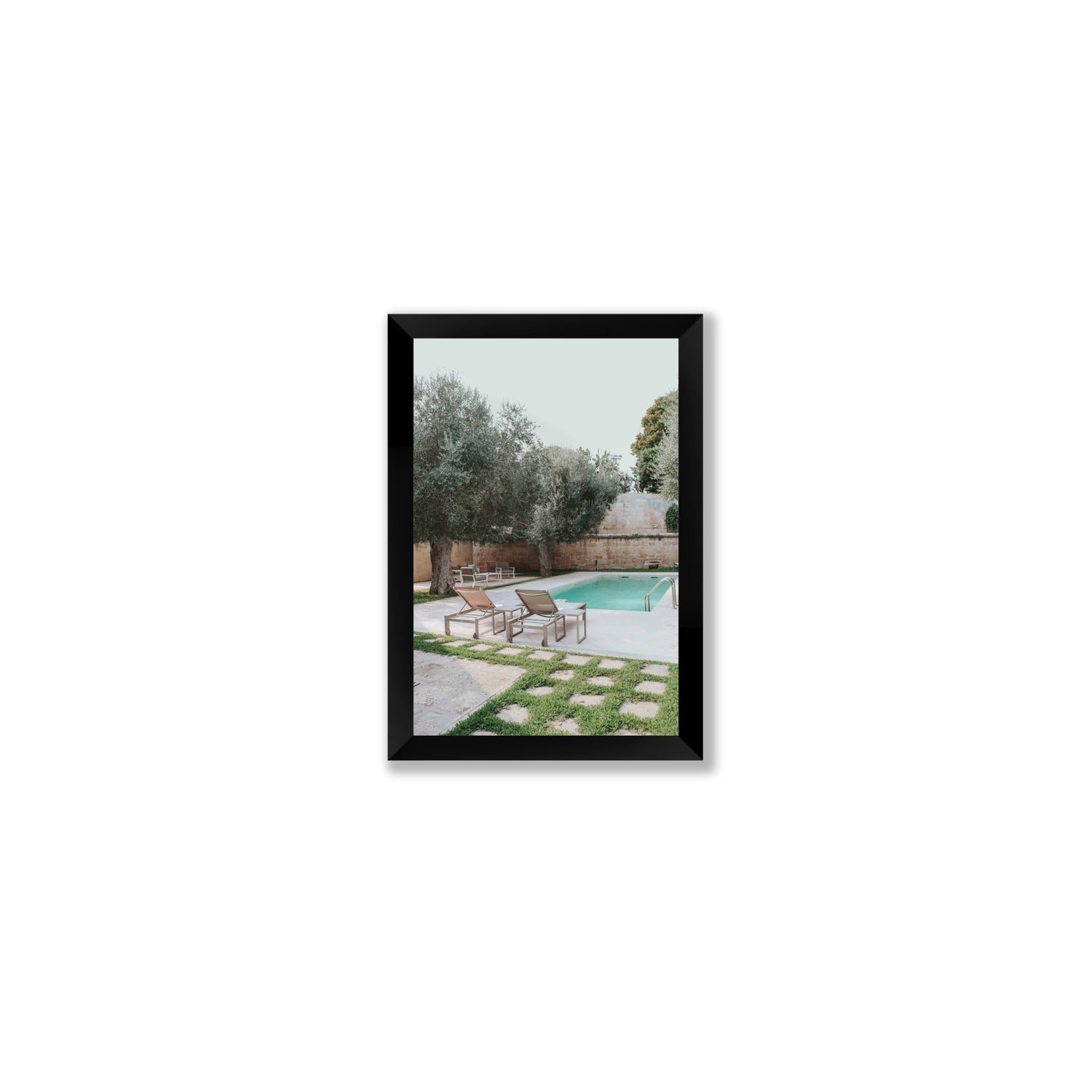 Olive Oasis Puglia Mediterranean wall art Small full-bleed fine art print in black frame