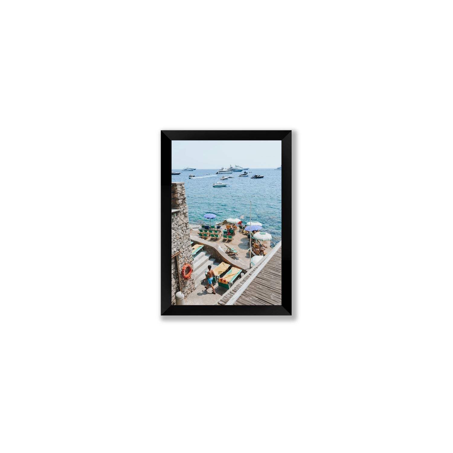 Canzone di Capri Capri Italian beach wall art Small full-bleed fine art print in black frame