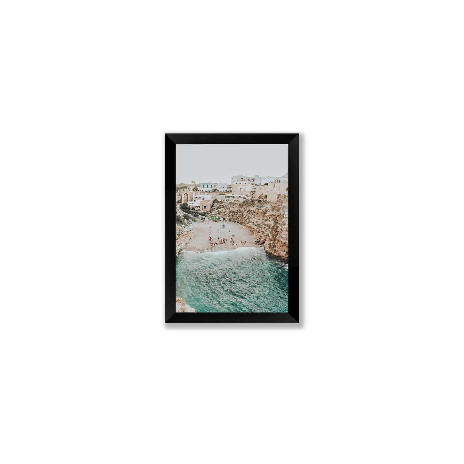 Polignano Vista Puglia coastal Italian beach fine art print Small full-bleed fine art print in black frame