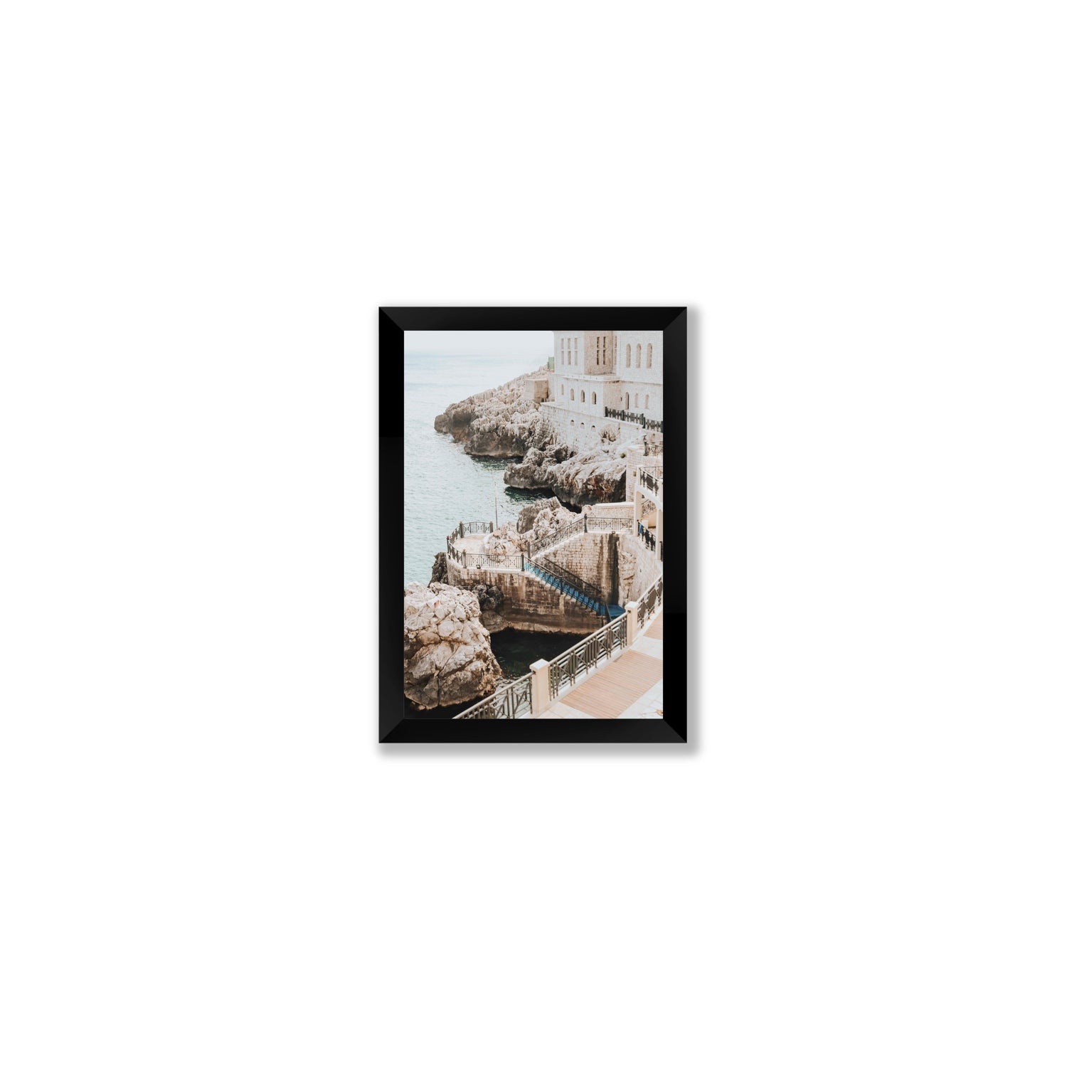 Wellness Centre Puglia coastal wall art Small full-bleed fine art print in black frame