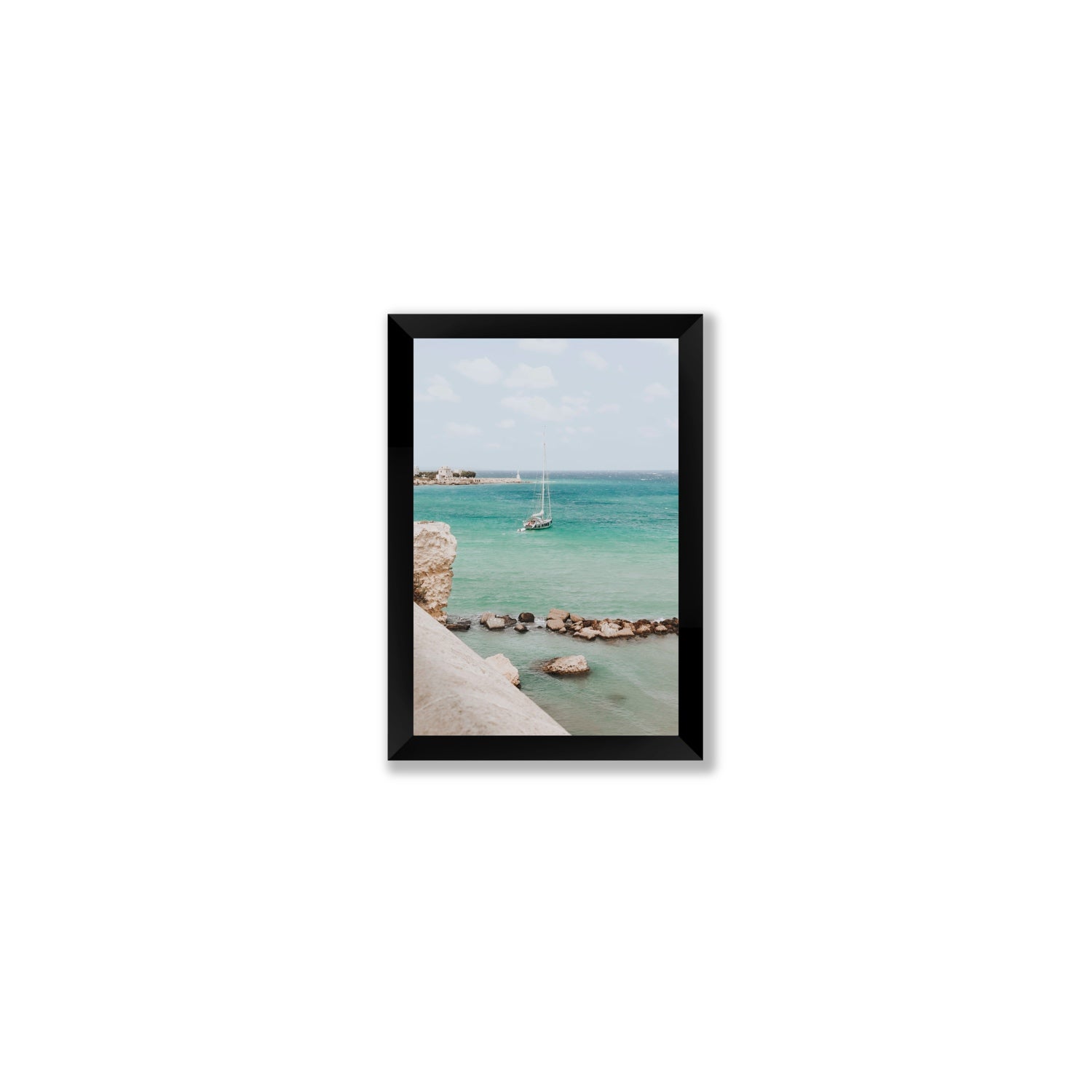 Seafarer's Dream Puglia Seafarer’s Dream coastal wall art Small full-bleed fine art print in black frame