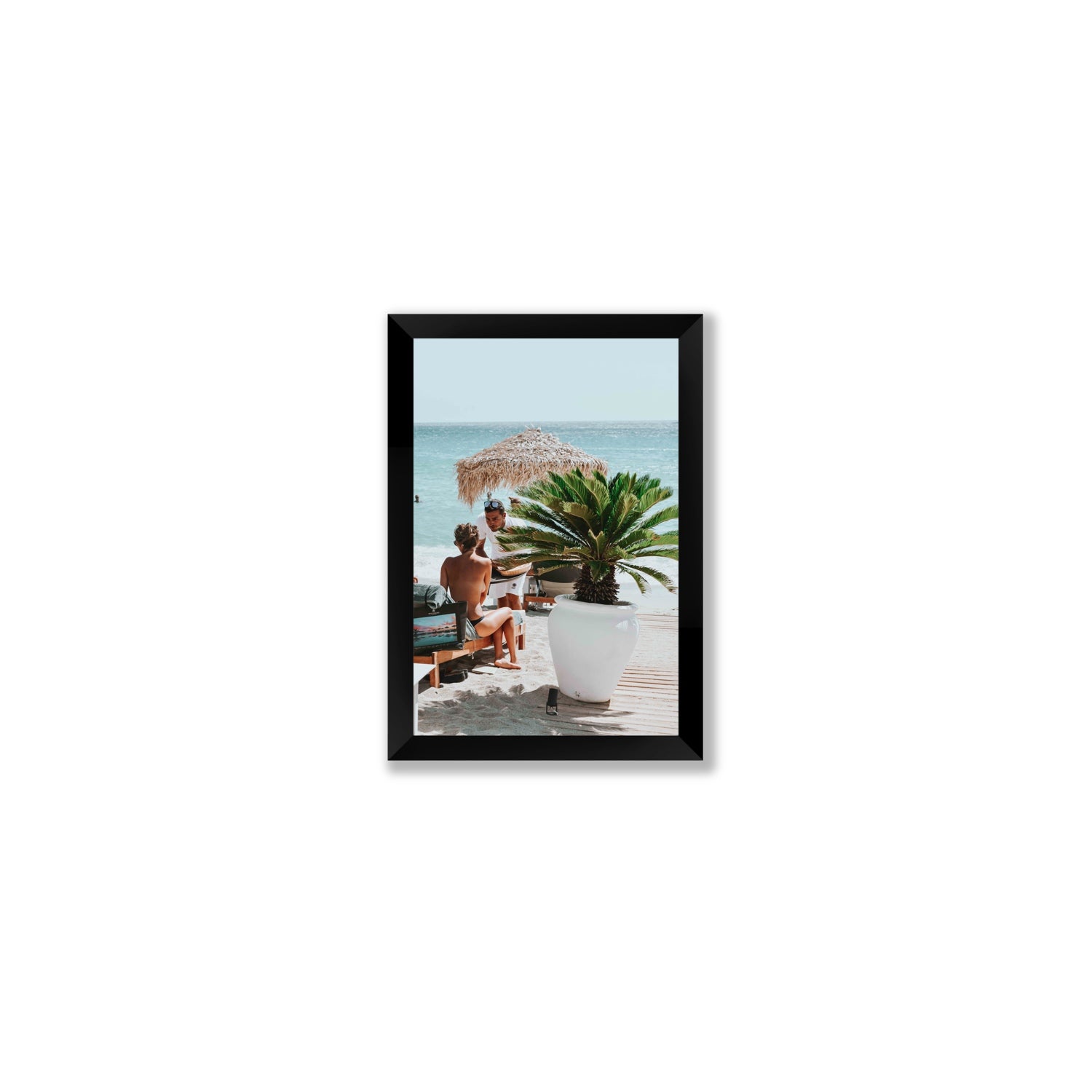 At Your Service Mykonos Greek island wall art Small full-bleed fine art print in black frame