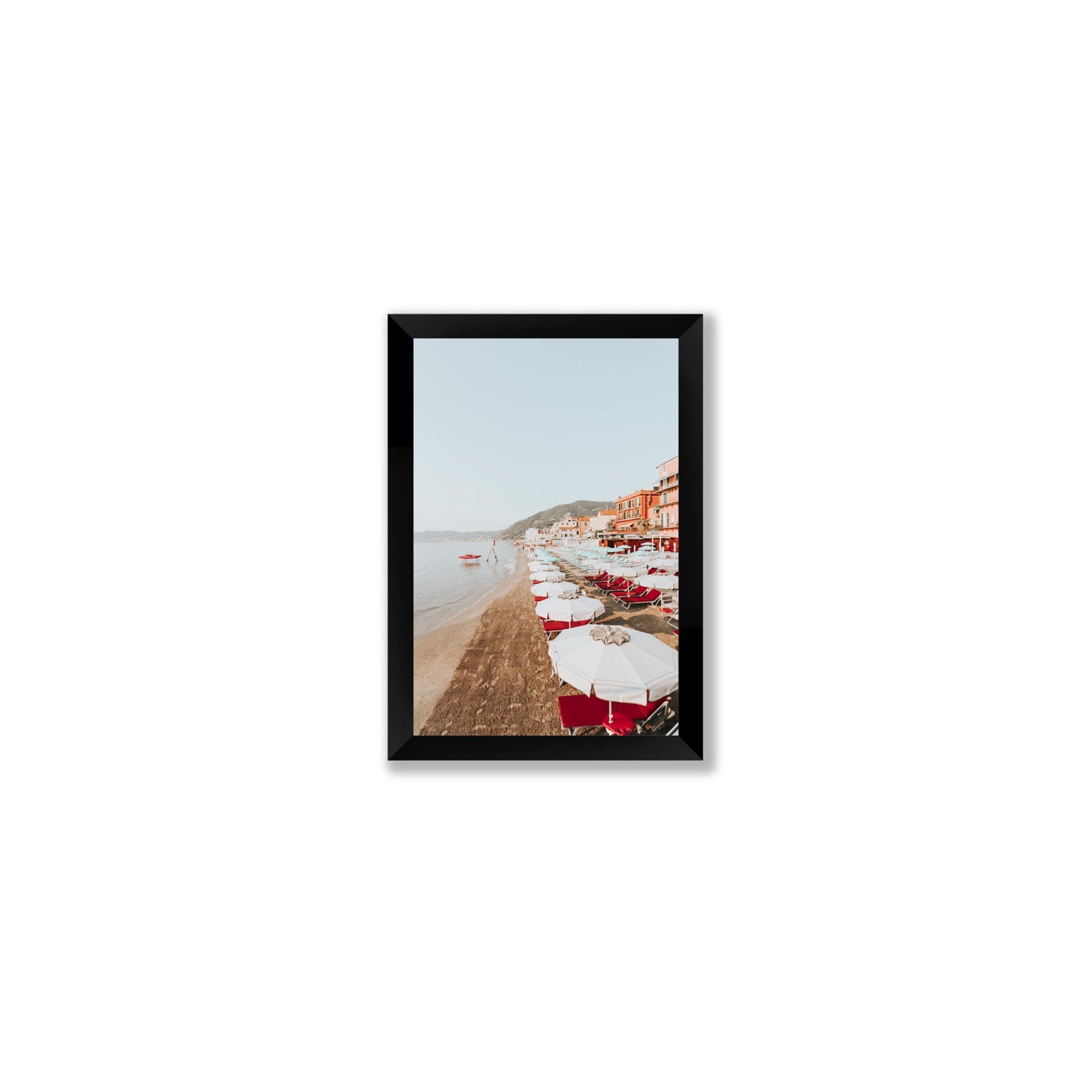 Italian Riviera fine art print, Alassio, Italy, coastal scenes artwork, Small, Black Frame · Full Bleed, Fine Art Print