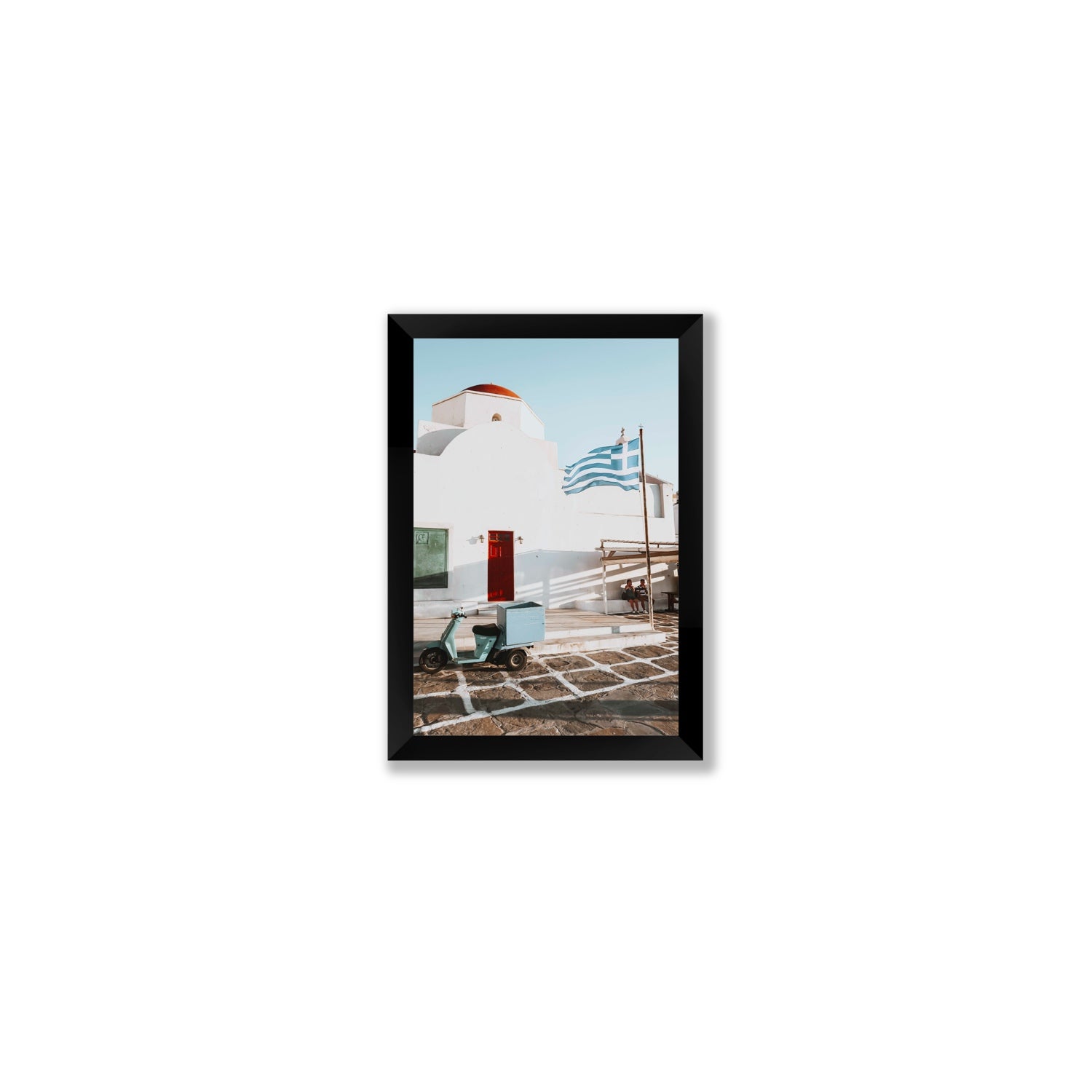 Mykonos Postcard fine art print, Mykonos, Greece, Small, Black Frame · Full Bleed, Fine Art Print