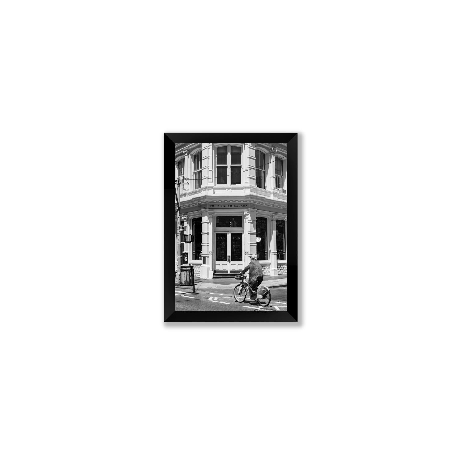 Downtown Rider New York NYC Black & White wall art Small full-bleed fine art print in black frame