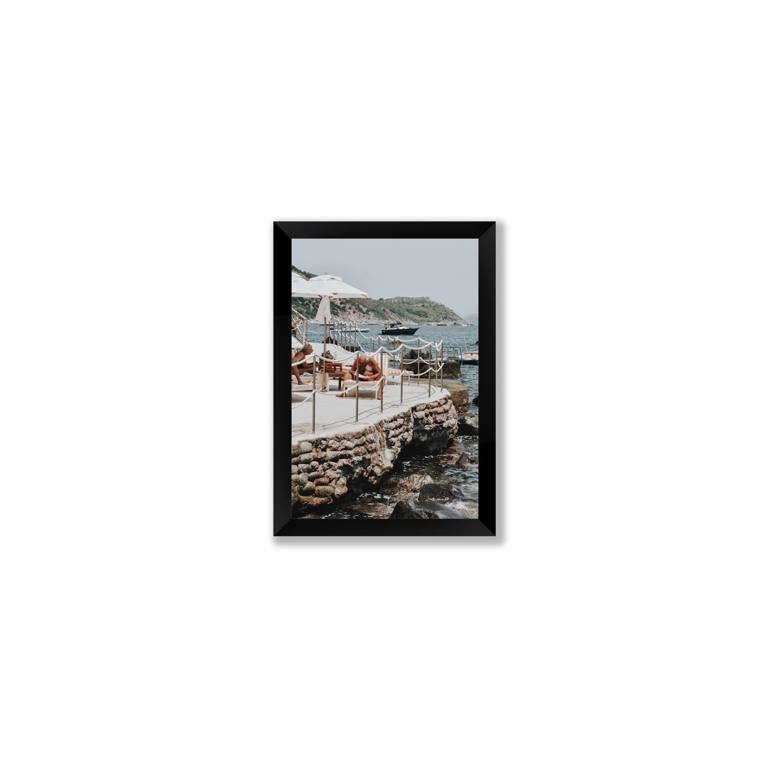 Nonno e Nonna Tuscany coastal Italian wall art Small full-bleed fine art print in black frame