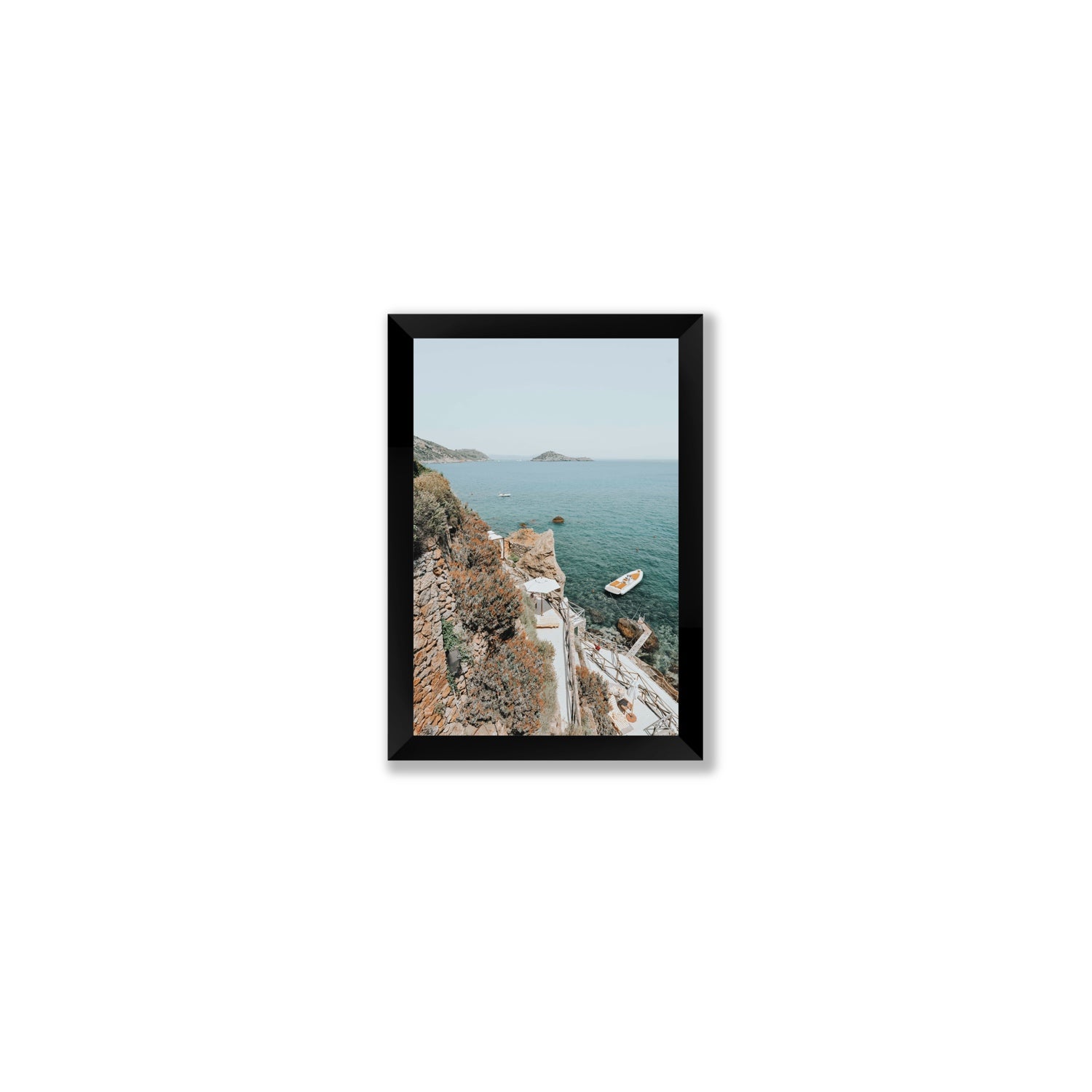 Front Row Seat Tuscany coastal wall art Small full-bleed fine art print in black frame