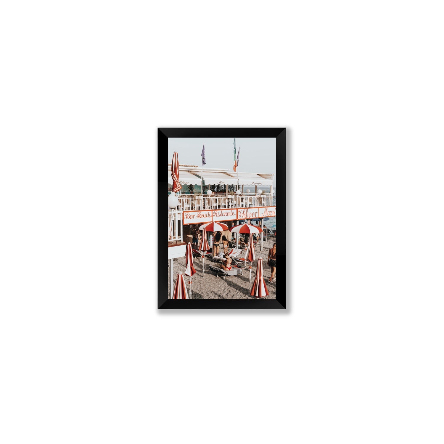 Vintage Amalfi Amalfi Mediterranean wall art Small full-bleed fine art print in black frame