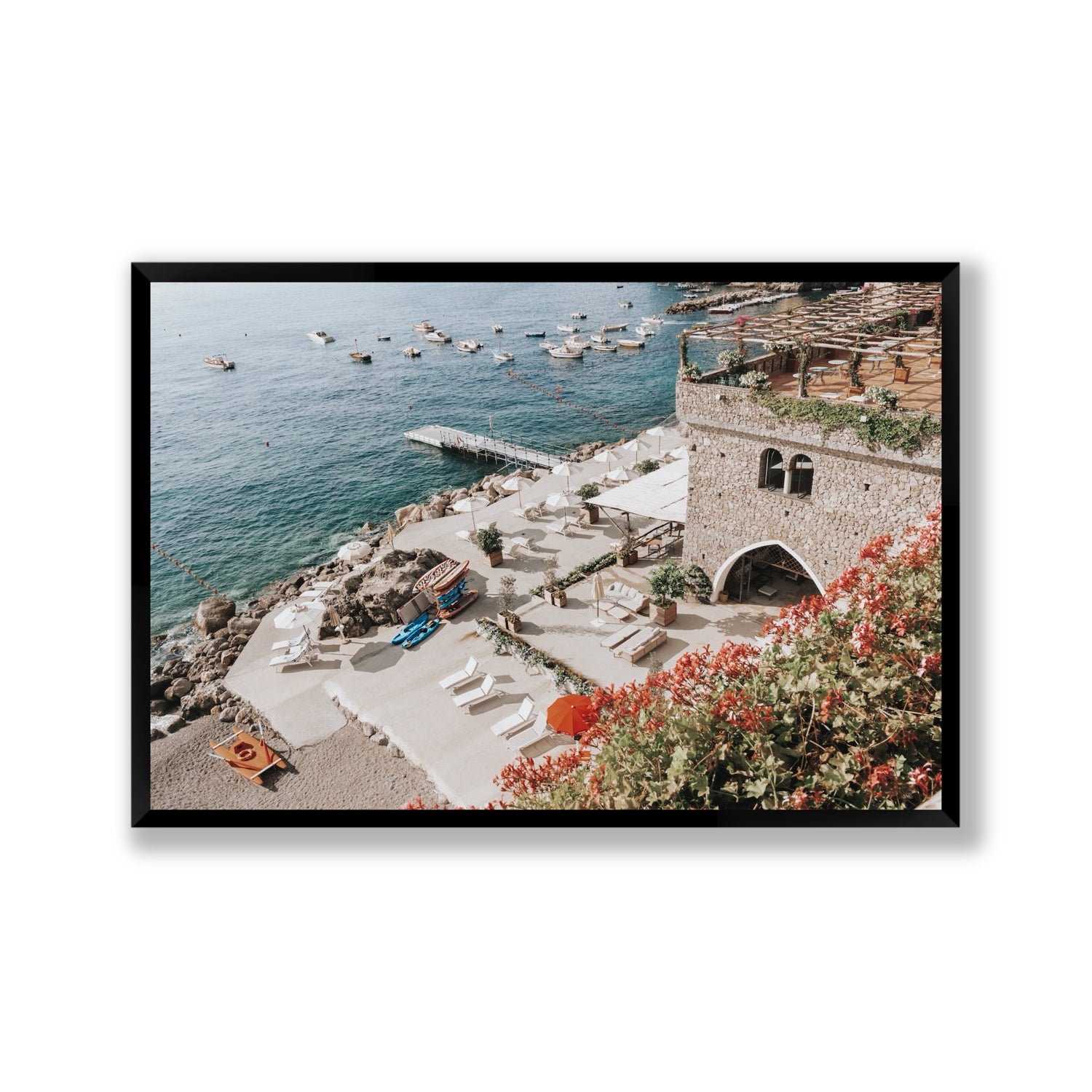 Floral Fortress fine art print, Amalfi, Italy, Gallery, Black Frame · Full Bleed, Fine Art Print