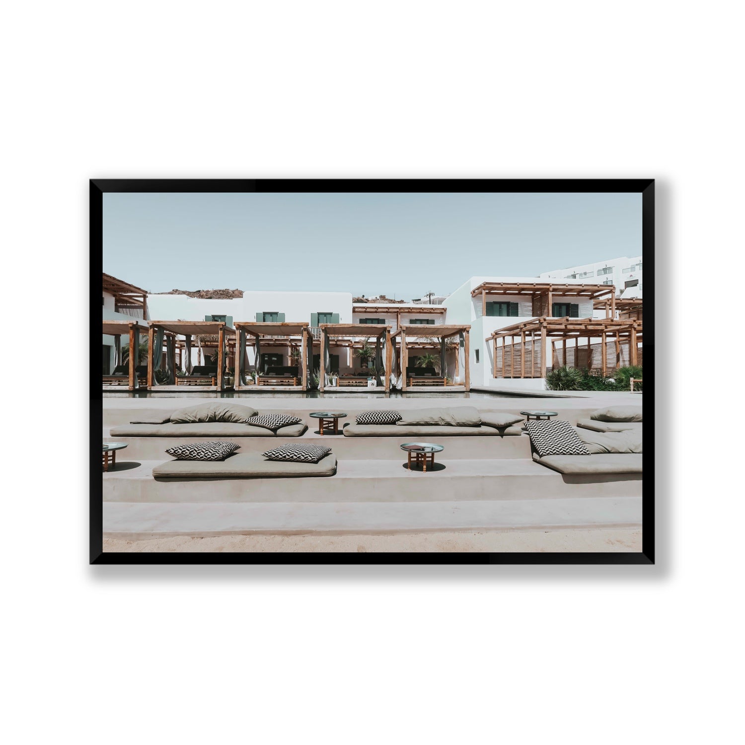 Platis Gialos fine art print, Mykonos, Greece, Gallery, Black Frame · Full Bleed, Fine Art Print