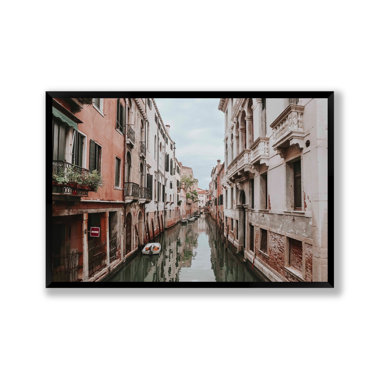 The Floating City Venice Canal Italian decor wall art Gallery full-bleed fine art print in black frame
