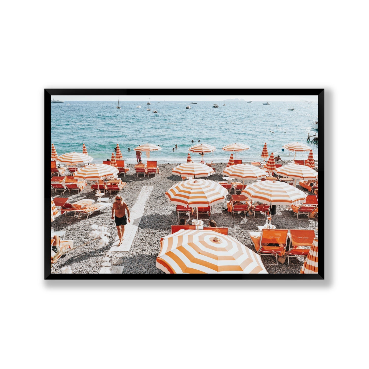 Shoreline Strut Positano wall art Gallery full-bleed fine art print in black frame