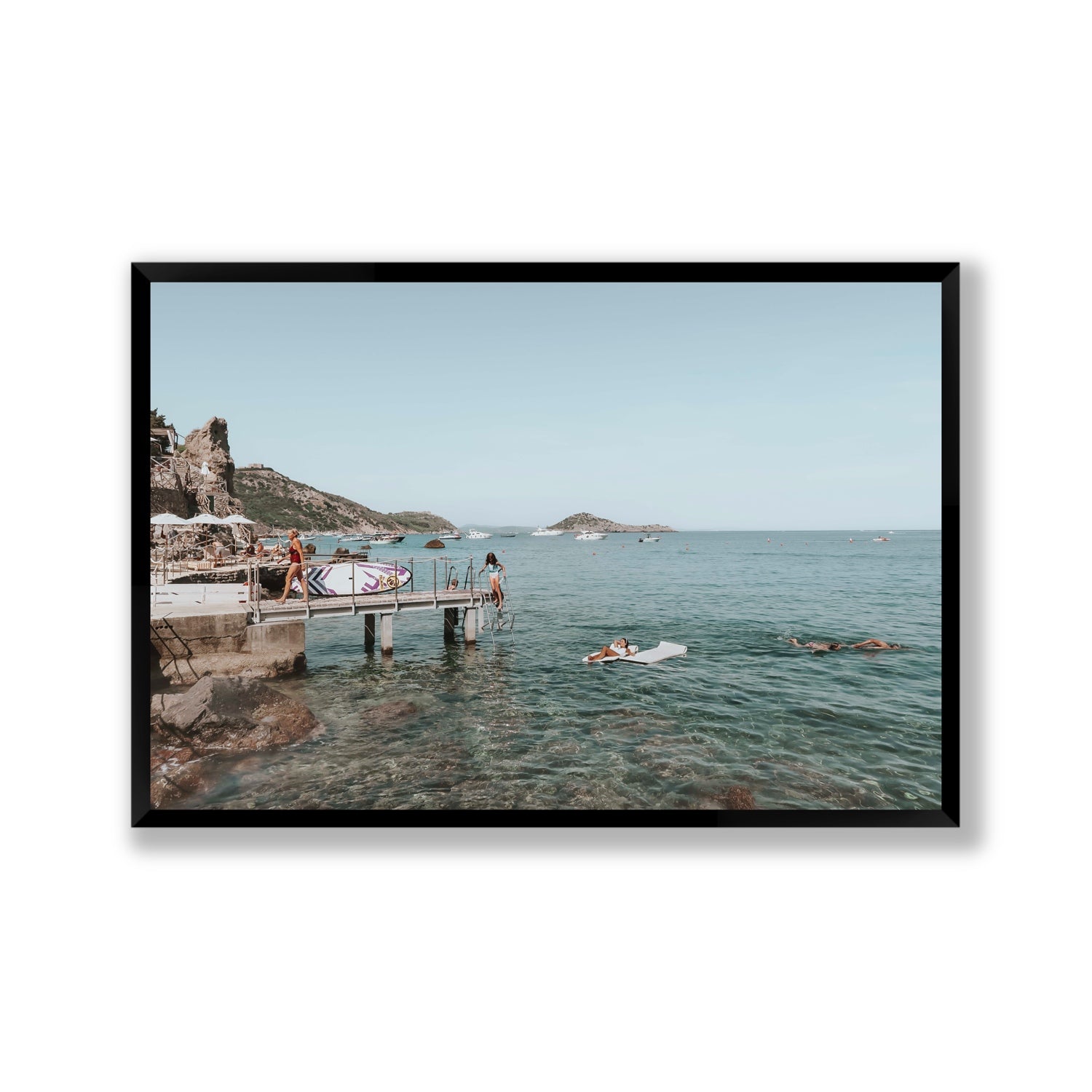 Retro Glamour Tuscany coastal Italian wall art Gallery full-bleed fine art print in black frame