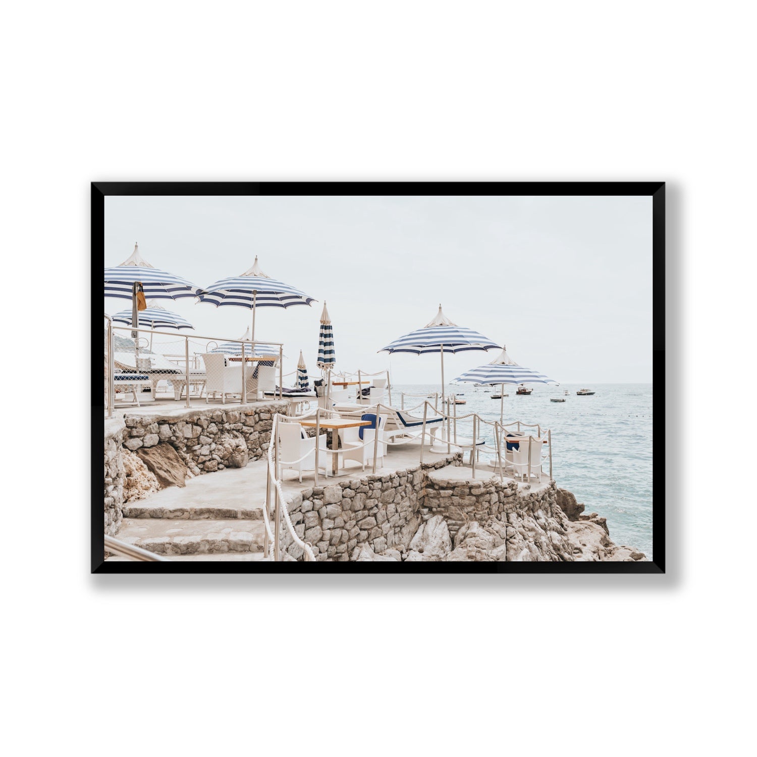 Ombrelloni fine art print, Positano, Italy, Gallery, Black Frame · Full Bleed, Fine Art Print