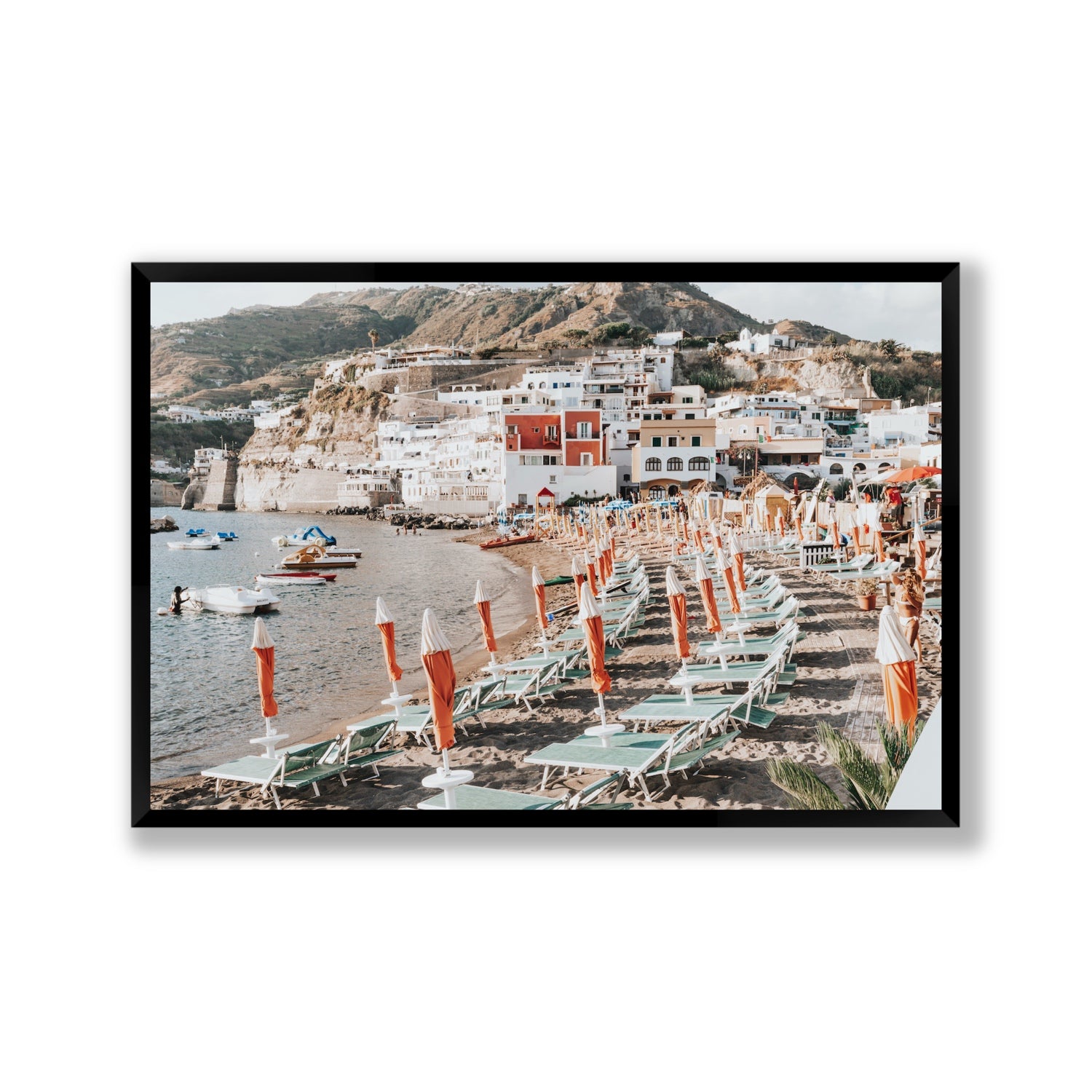 Sole Estivo Ischia Italian coastal wall art Gallery full-bleed fine art print in black frame