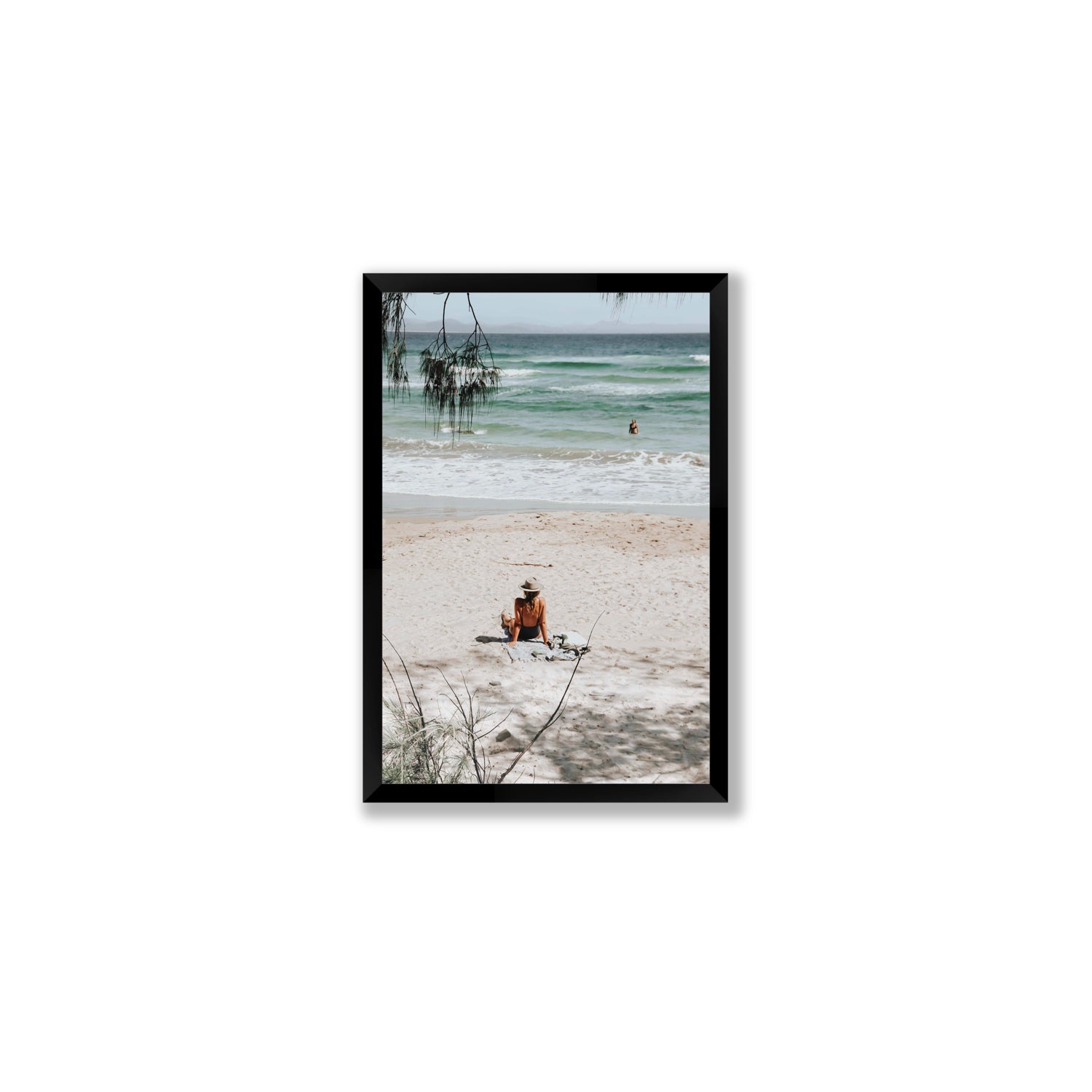 Take It Easy Byron Bay beach coastal decor wall art Medium full-bleed fine art print in black frame