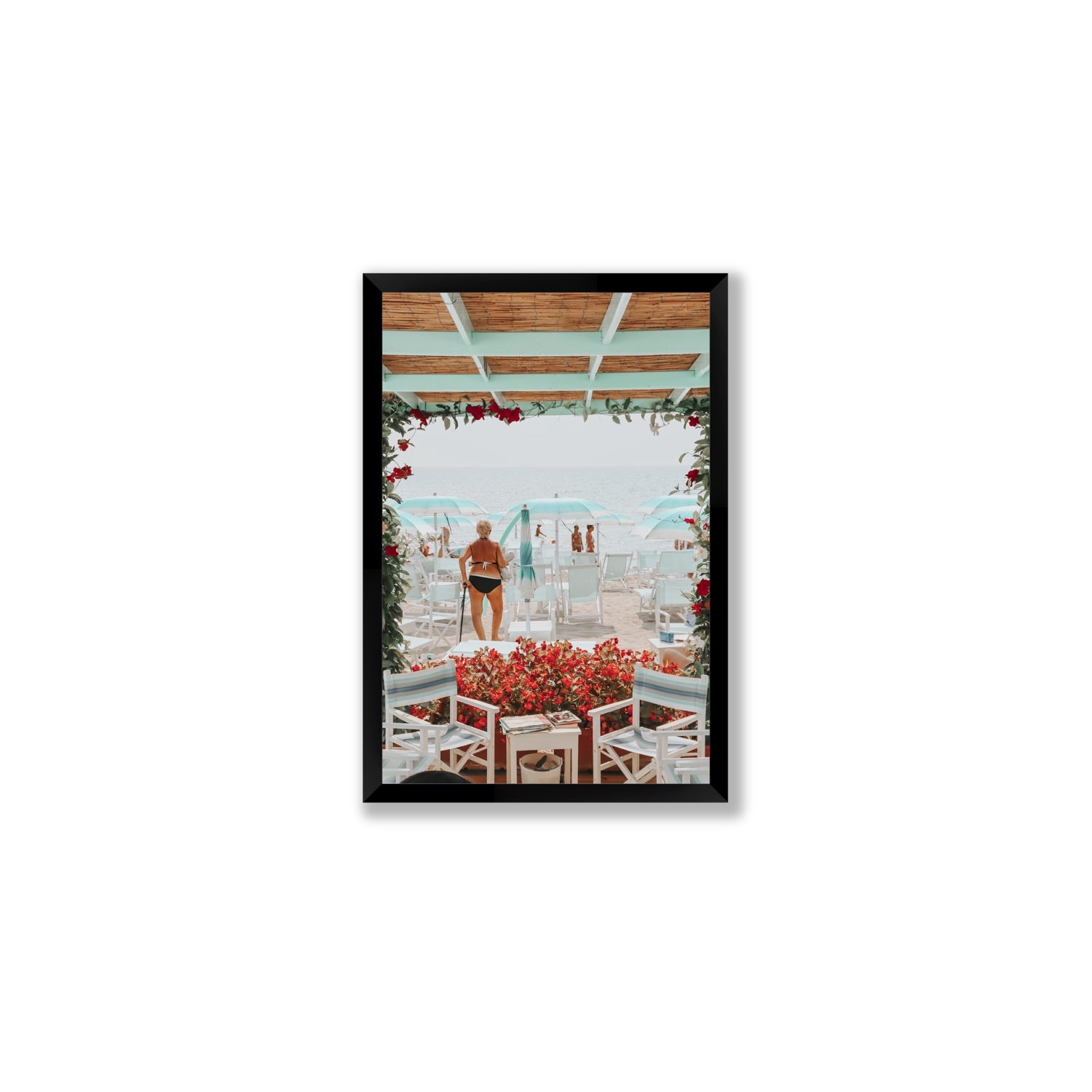 Nonna's Italian Escape Alassio Italian wall art Medium full-bleed fine art print in black frame