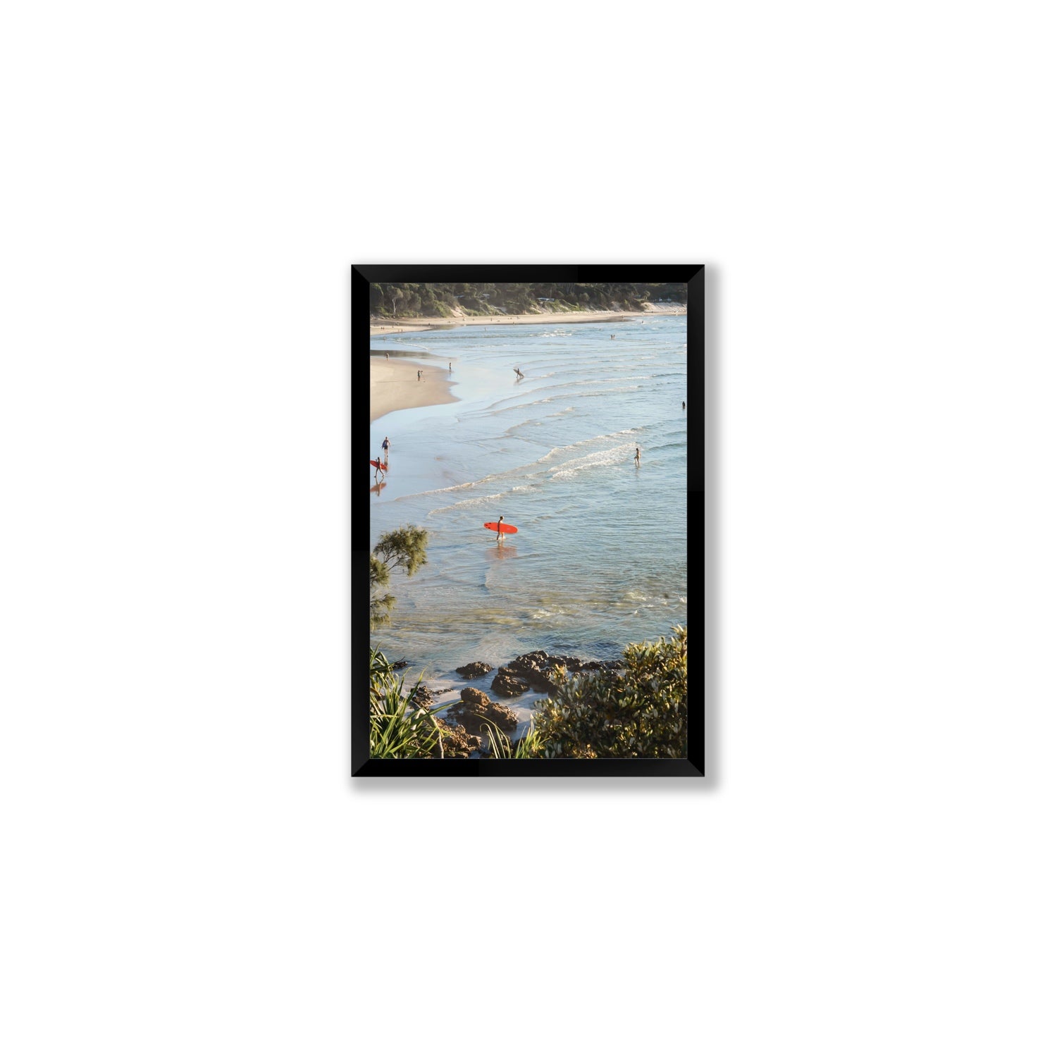 Seclusion Byron Bay Surf coastal wall art Medium full-bleed fine art print in black frame