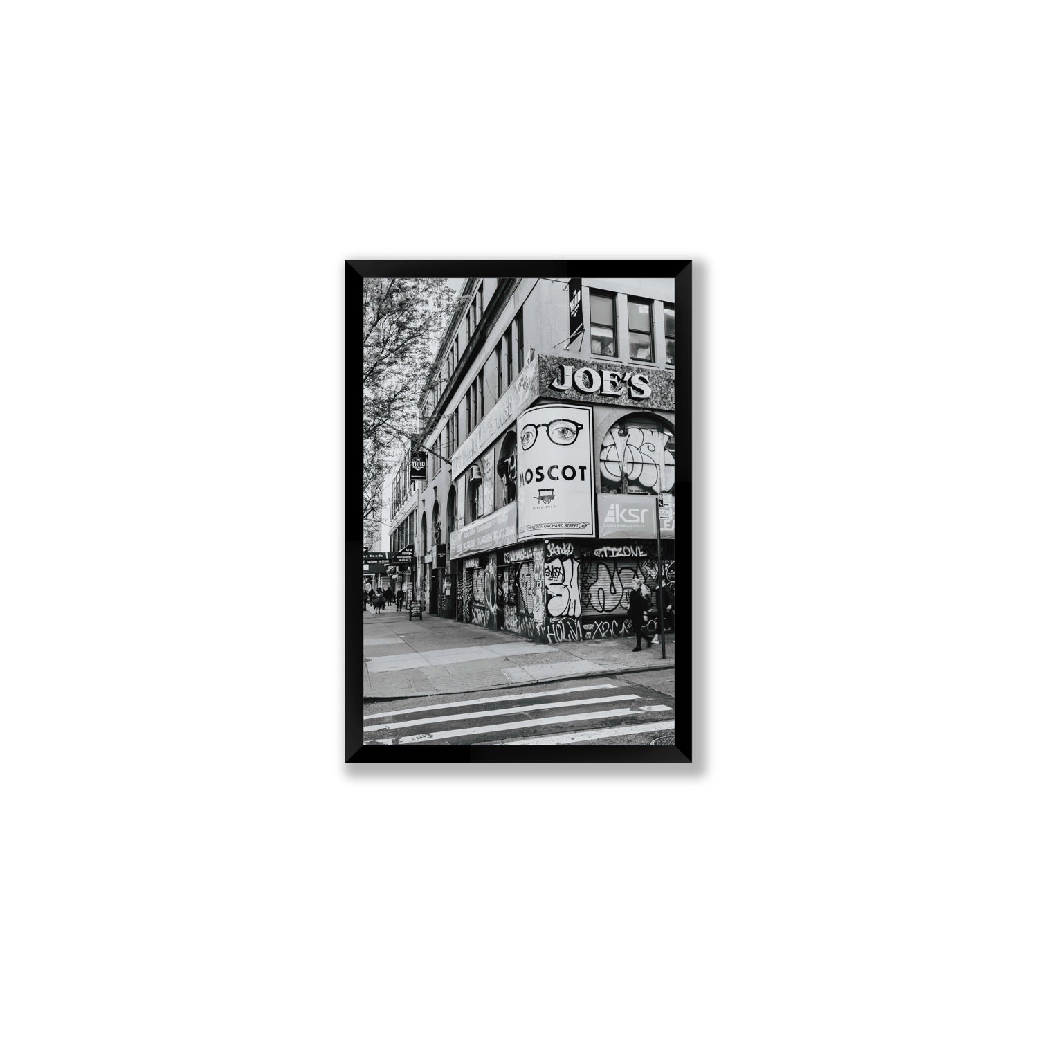 Lower East Side Murals New York NYC Black & White wall art Medium full-bleed fine art print in black frame
