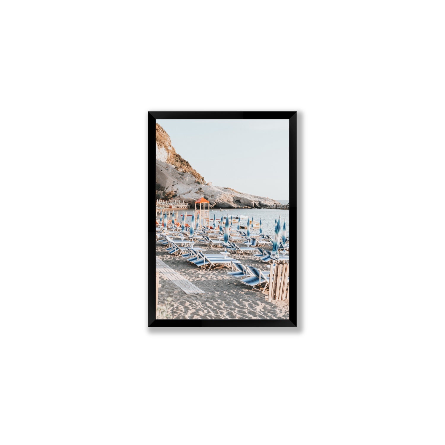 The Golden Hour Ischia Italian coastal wall art Medium full-bleed fine art print in black frame