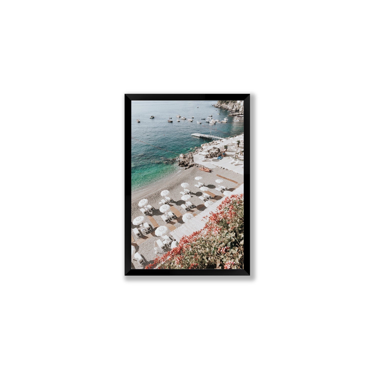 Tranquil Oasis Amalfi coastal wall art Medium full-bleed fine art print in black frame