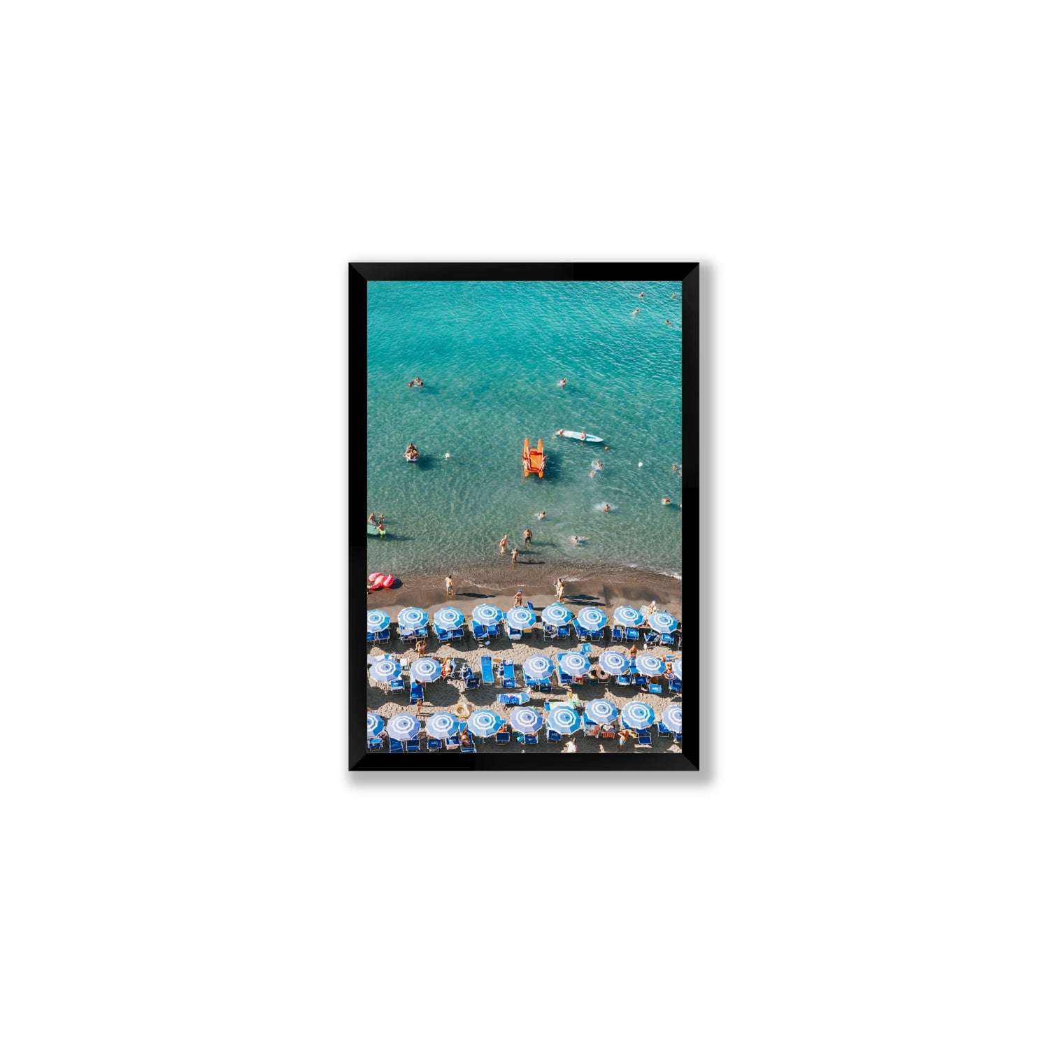 Aquamarine Oasis Sorrento Italian coastal wall art Medium full-bleed fine art print in black frame