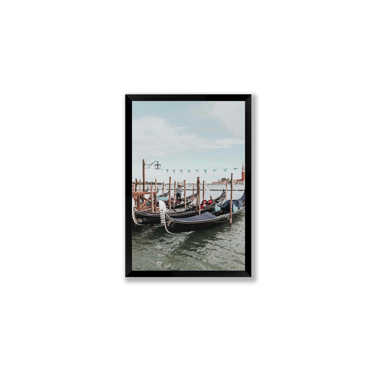 The Gondolier Venice Gondola Italian wall art Medium full-bleed fine art print in black frame