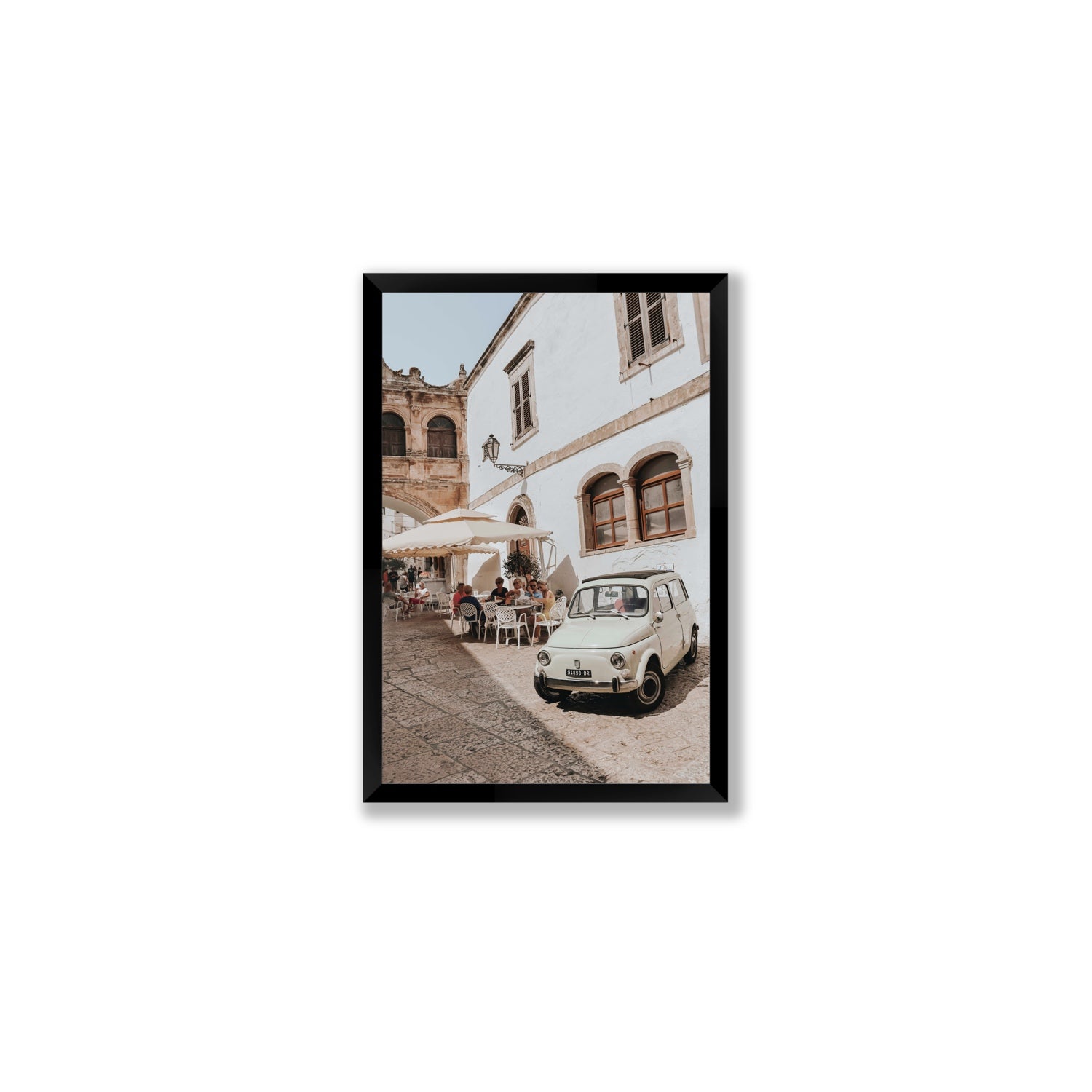 Piazza di Ostuni Puglia Italian wall art Medium full-bleed fine art print in black frame