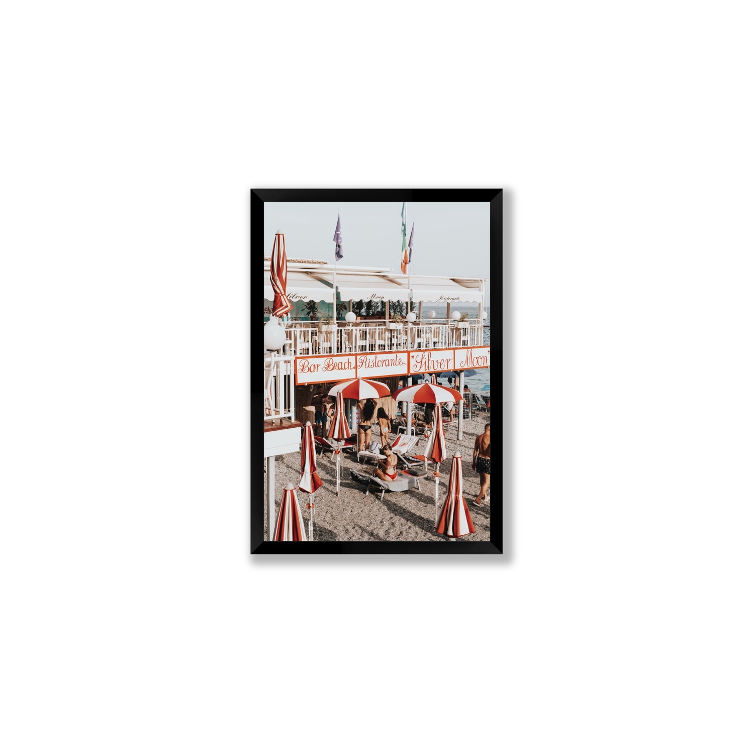 Vintage Amalfi Amalfi Mediterranean wall art Medium full-bleed fine art print in black frame