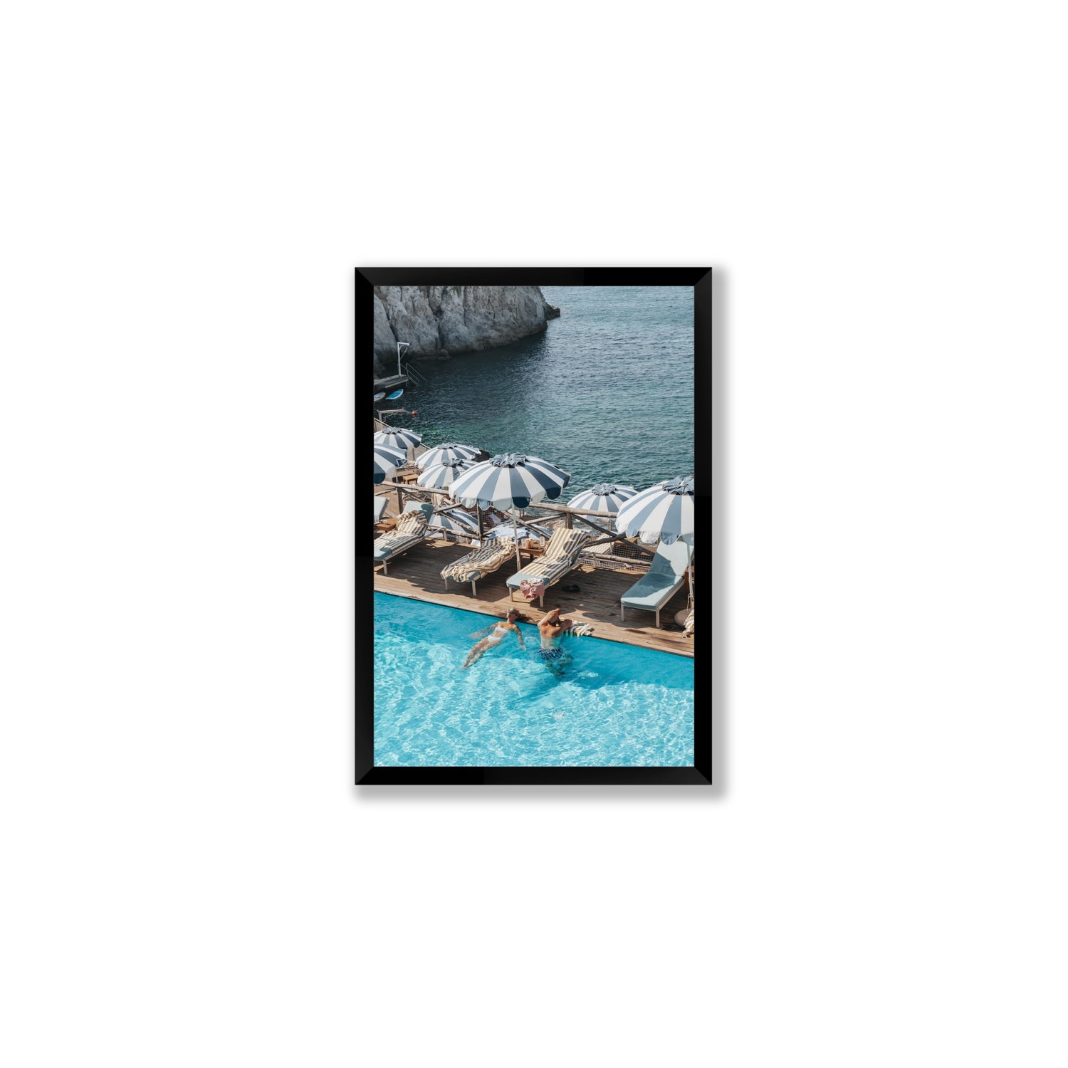 I'm Busy Ischia Italian coastal Mediterranean wall art Medium full-bleed fine art print in black frame