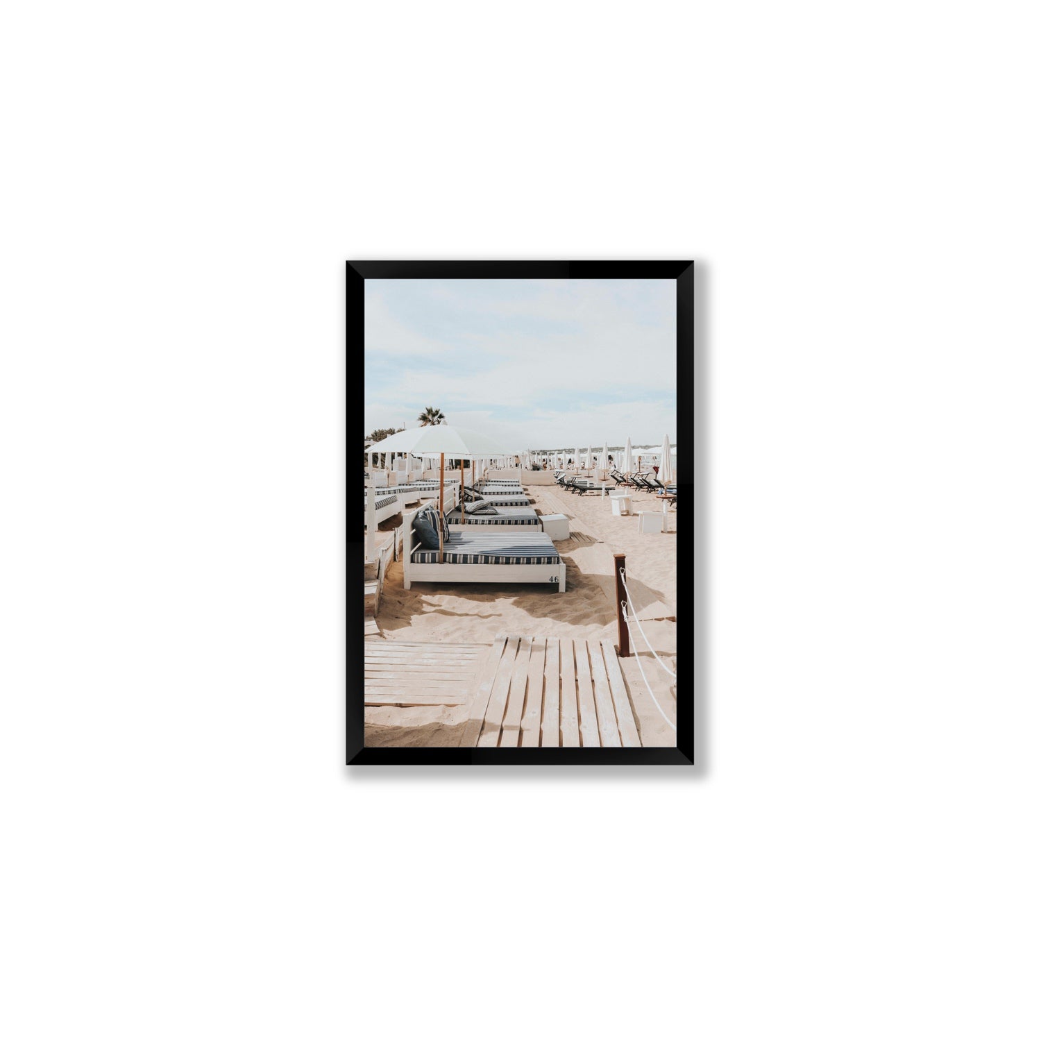 Coastal Repose Puglia beach Mediterranean fine art print Medium full-bleed fine art print in black frame