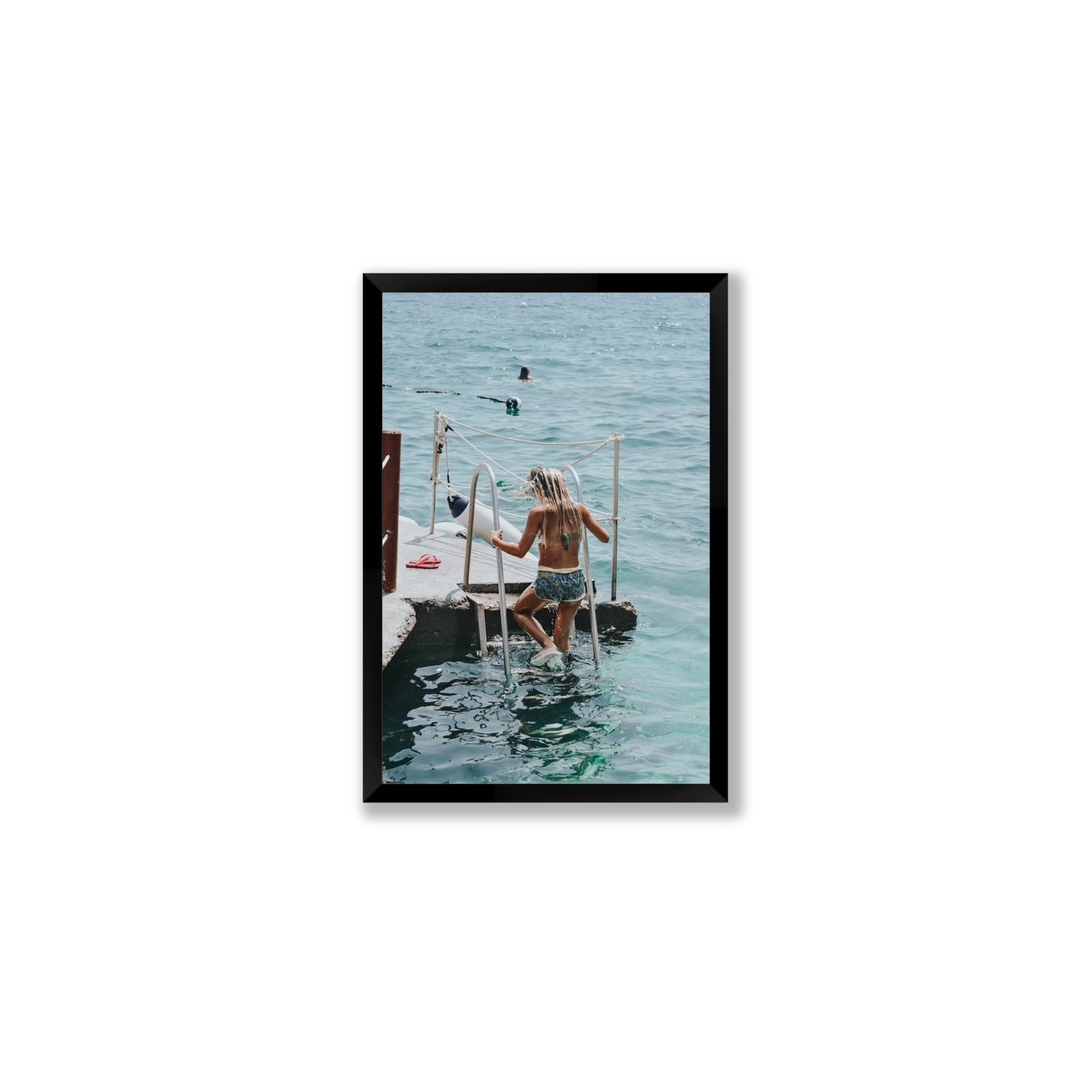 Little Mermaid Capri Mediterranean wall art Medium full-bleed fine art print in black frame