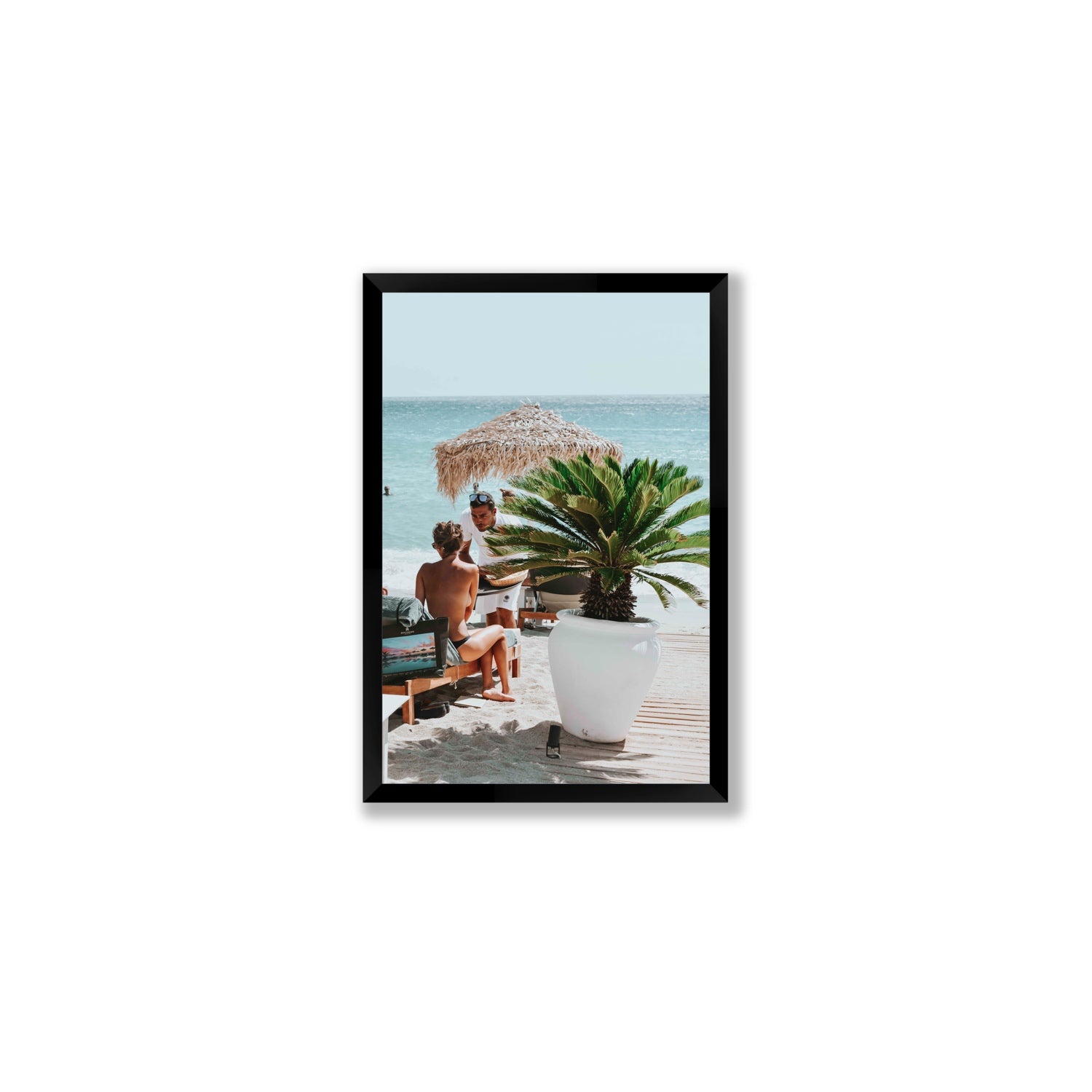 At Your Service Mykonos Greek island wall art Medium full-bleed fine art print in black frame