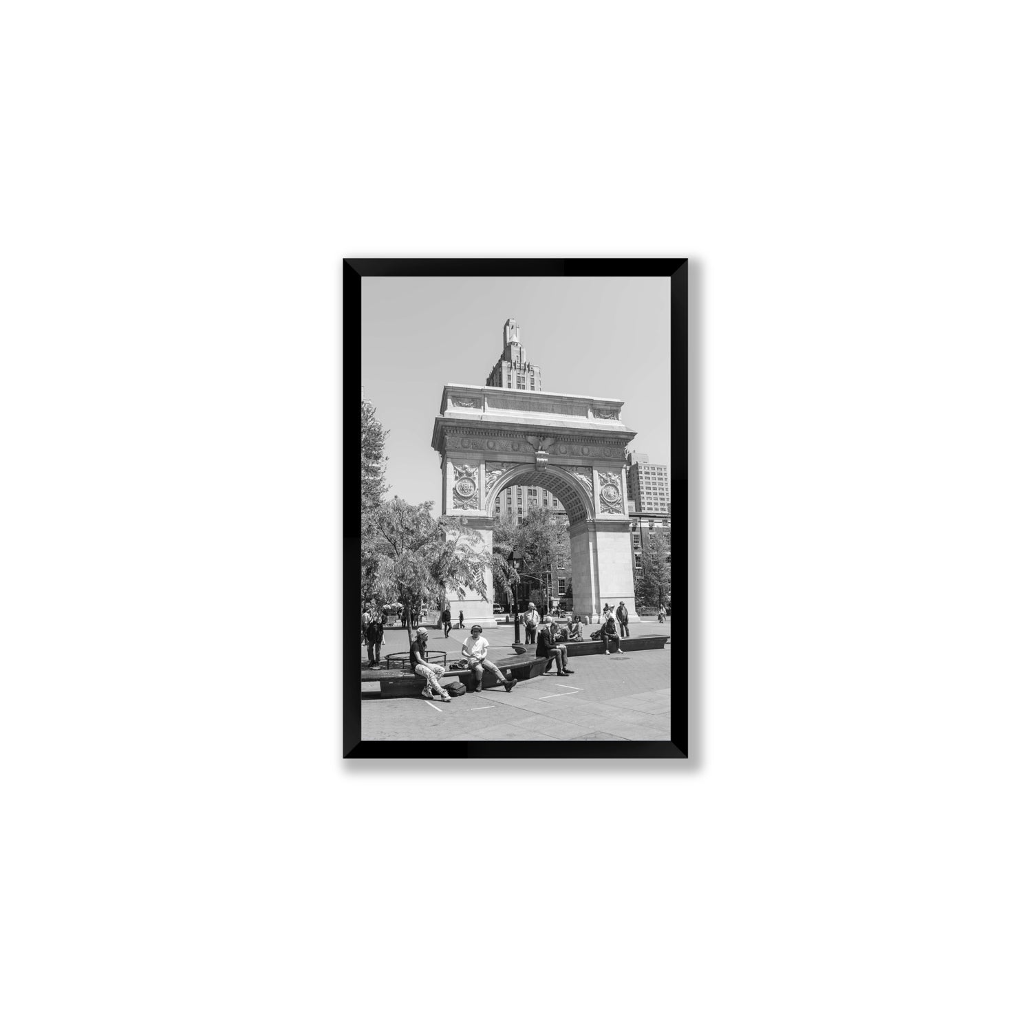 City Picnic New York NYC Black & White wall art Medium full-bleed fine art print in black frame