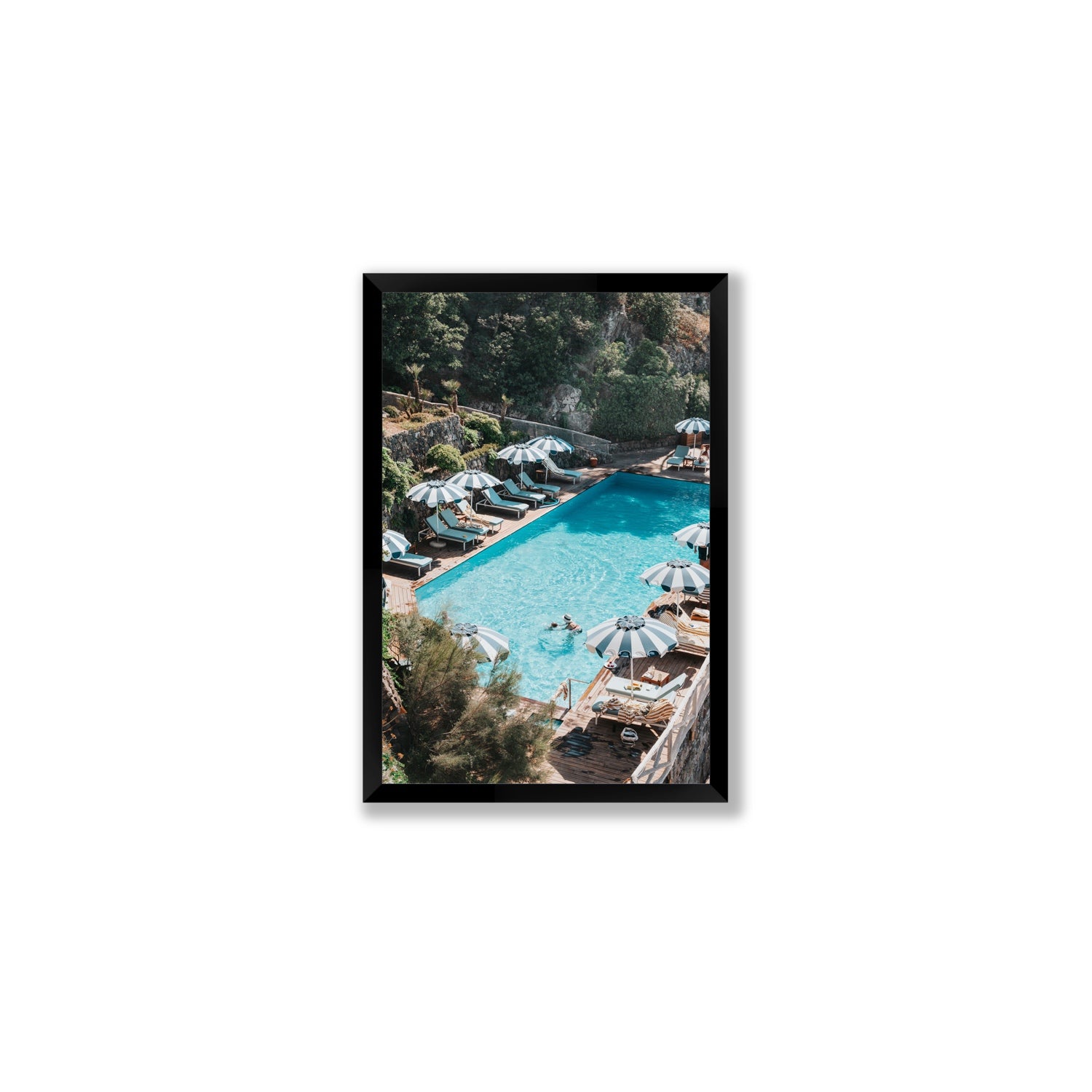 Poolside Paradise fine art print, Ischia, Italy, Medium, Black Frame · Full Bleed, Fine Art Print
